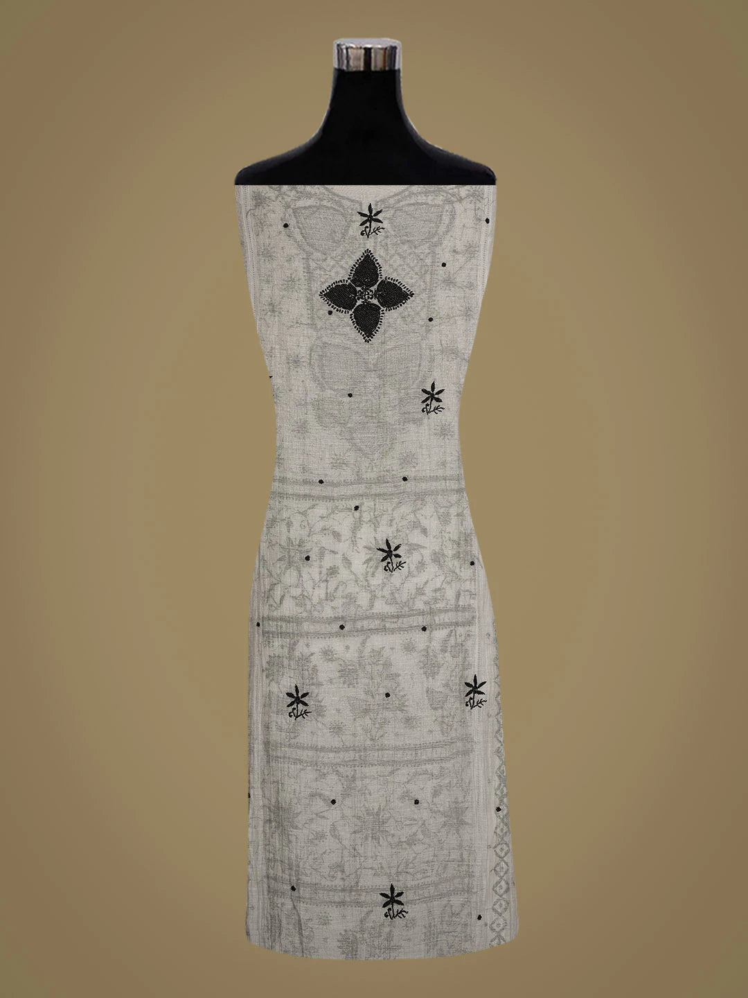 Ada Hand Embroidered Grey Chanderi Lucknowi Chikankari Semi-Stitched Kurta Dupatta Set With Cutdana Work 01A710908