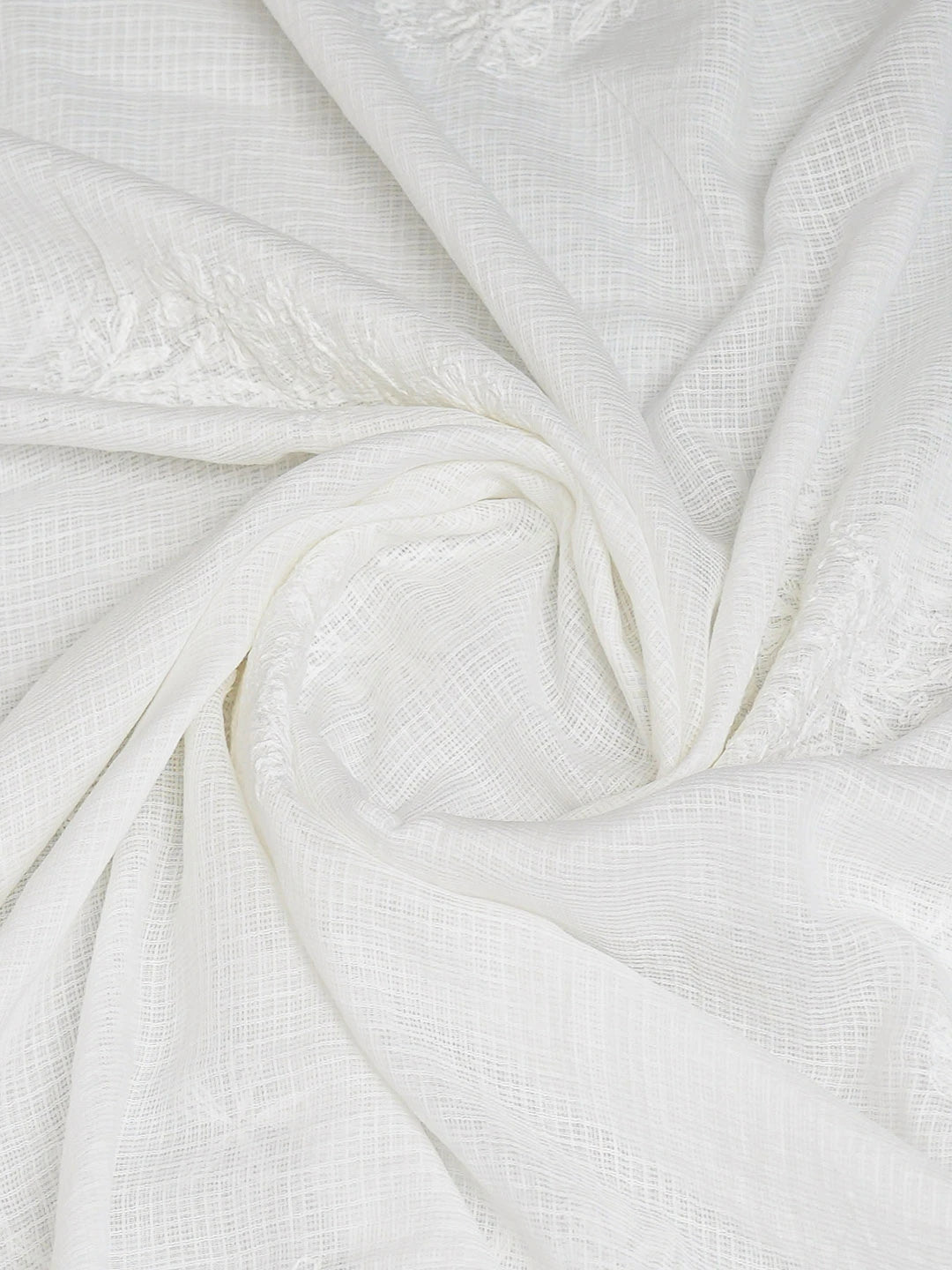 Ada Hand Embroidered White Kota Lucknowi Chikankari Dupatta 01A706570