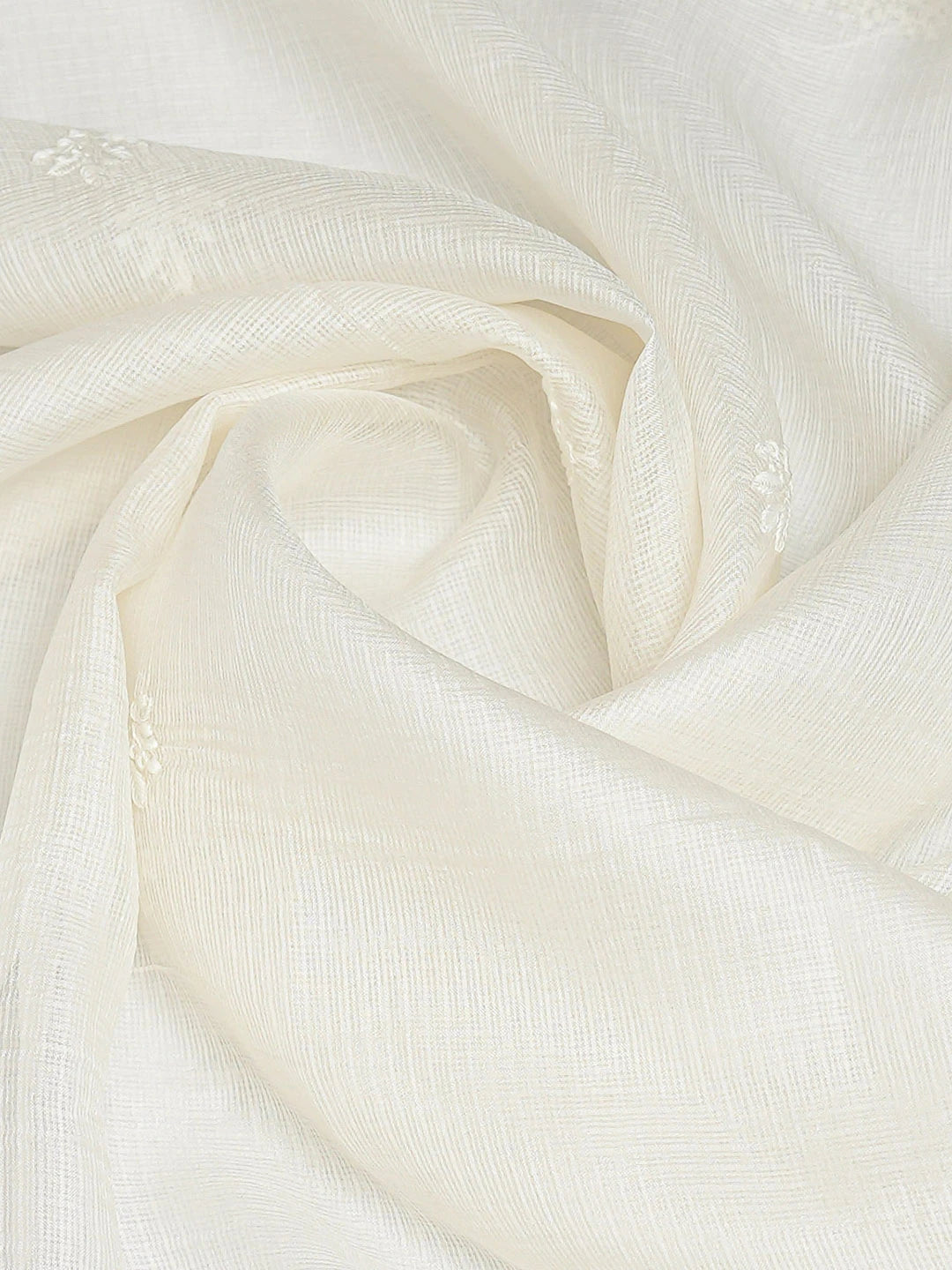 Ada Hand Embroidered White Kota Silk Lucknowi Chikankari Dupatta 01A736751