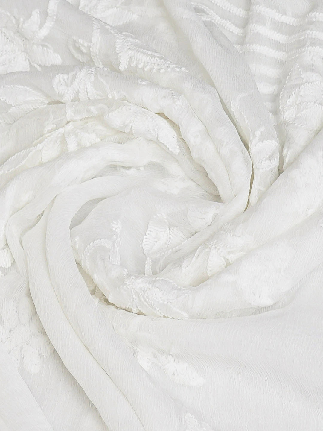 Ada Hand Embroidered Smoke White Chiffon Lucknowi Chikankari Dupatta 01A700600