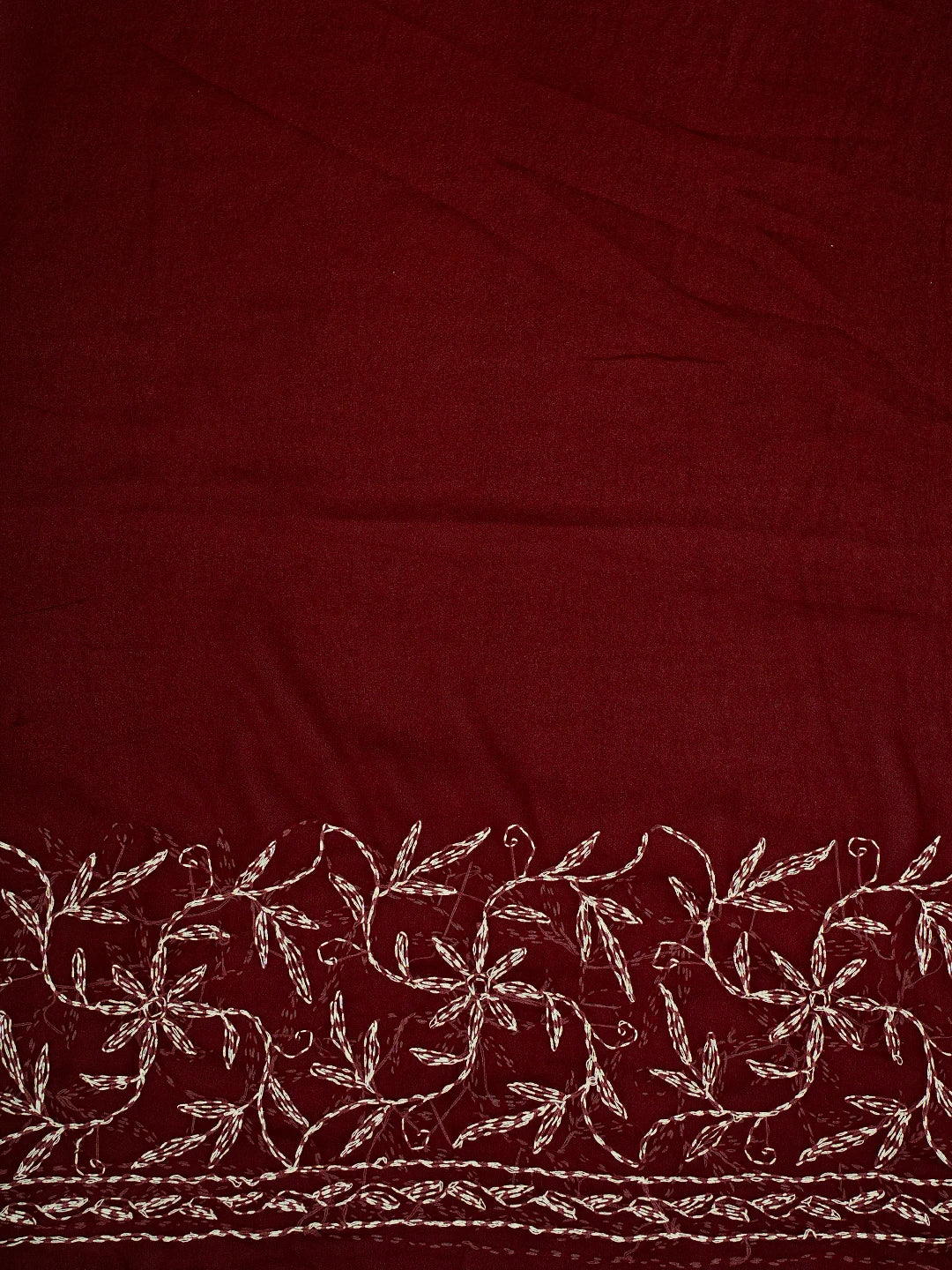 Ada Hand Embroidered Maroon Georgette Lucknowi Chikankari Saree and Blouse 01A657780