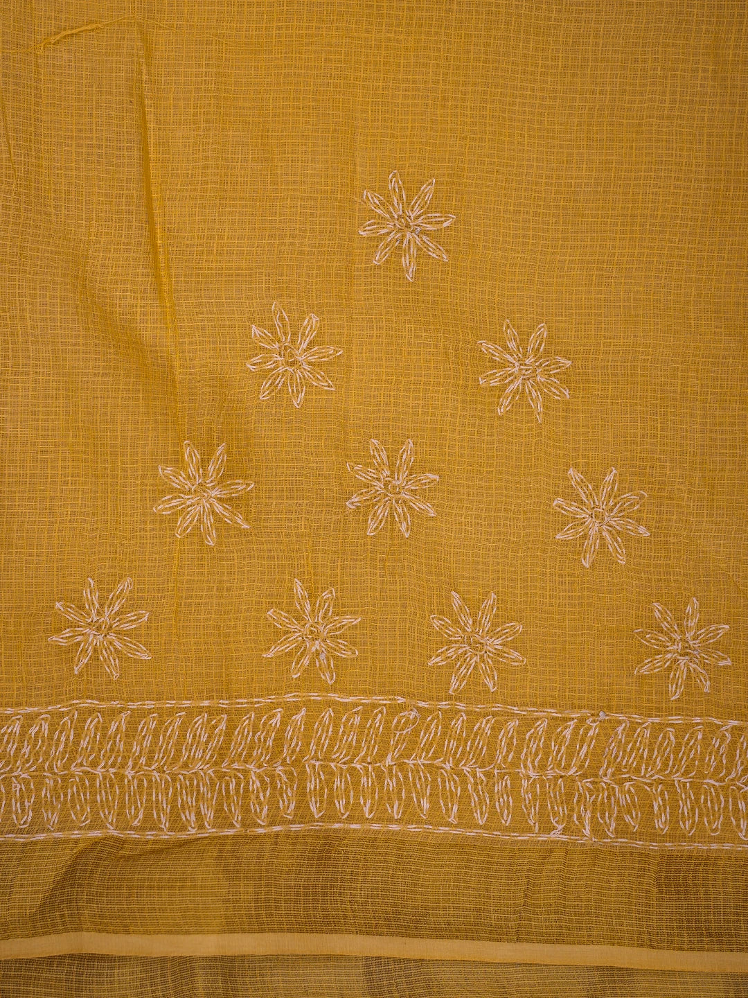 Ada Hand Embroidered Yellow Kota Lucknowi Chikankari Saree and Blouse 01A711076