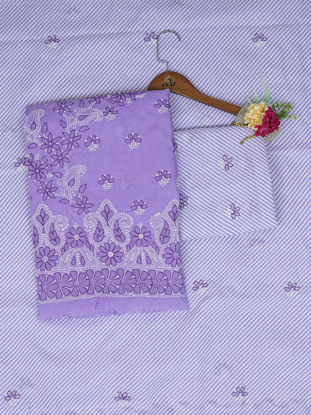 Ada Hand Embroidered Mauve Cotton Lucknowi Chikankari Unstitched Suit Piece 01A704997