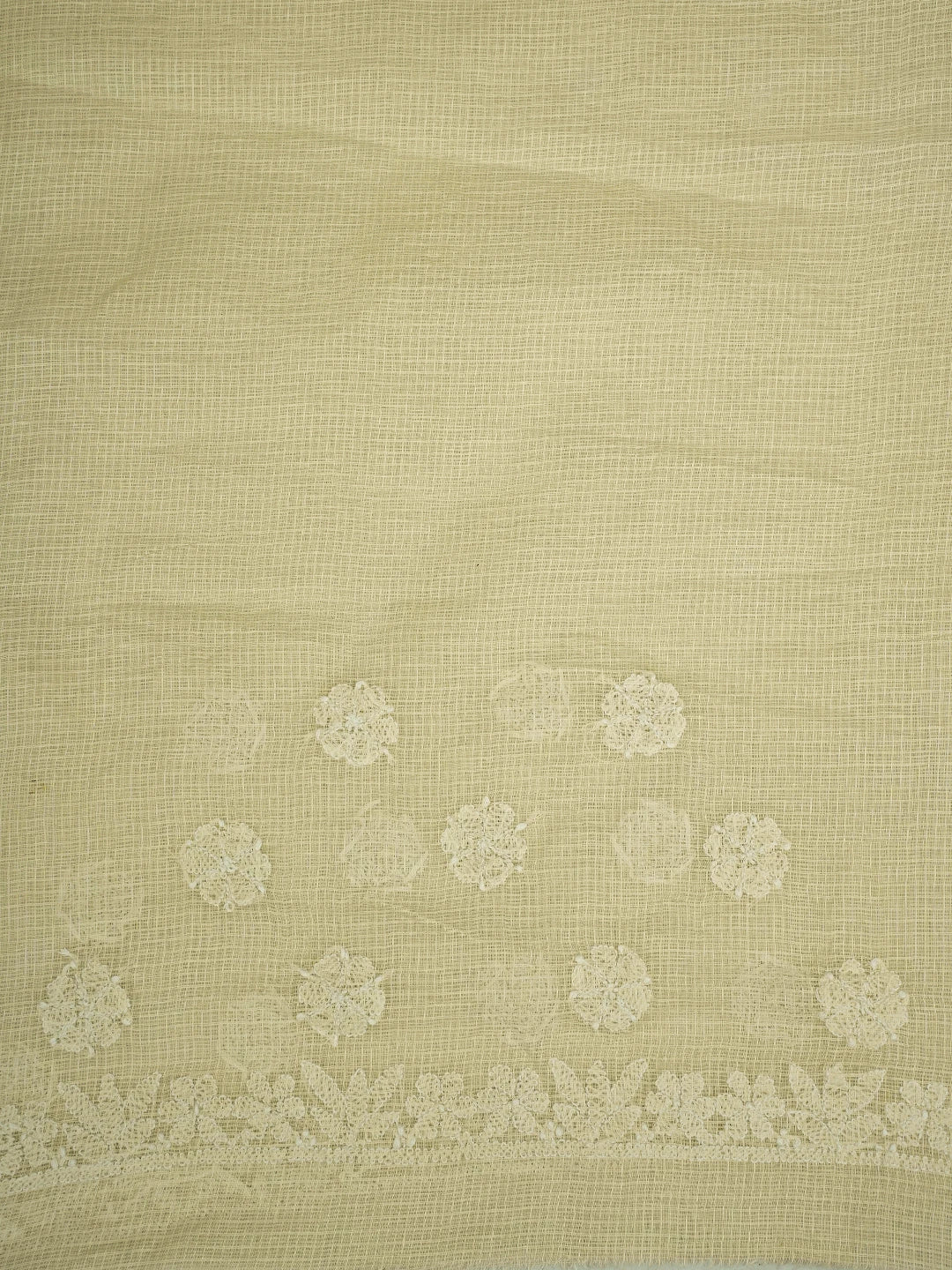 Ada Hand Embroidered Cream Kota Lucknowi Chikankari Saree and Blouse 01A718171