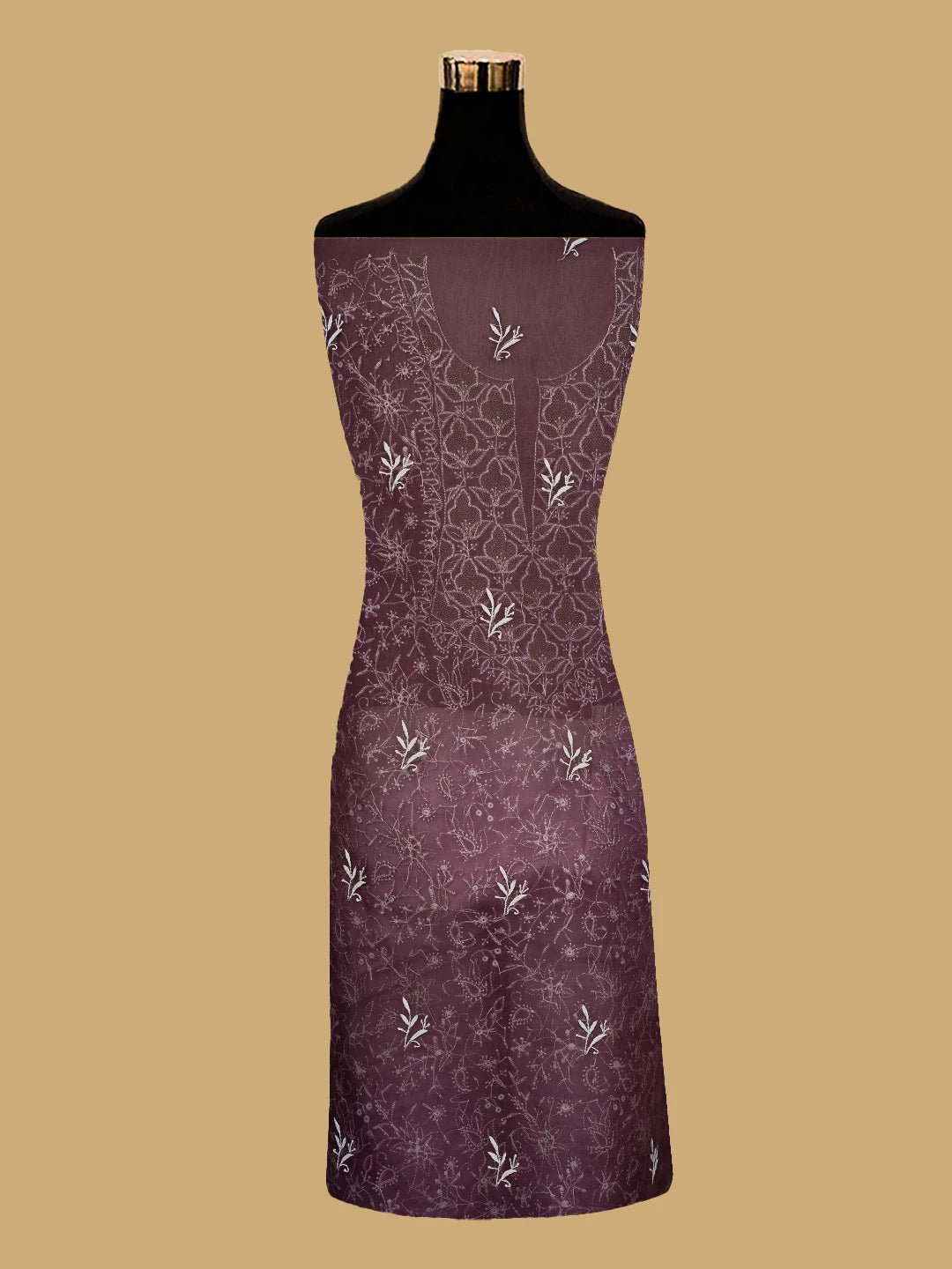 Ada Hand Embroidered Mauve Organza Lucknowi Chikankari Unstitched Kurta Dupatta Set With Zari Work 01A741652
