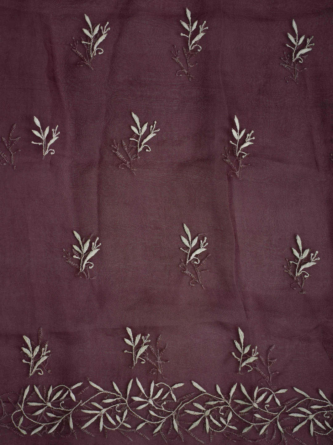 Ada Hand Embroidered Mauve Organza Lucknowi Chikankari Unstitched Kurta Dupatta Set With Zari Work 01A741652
