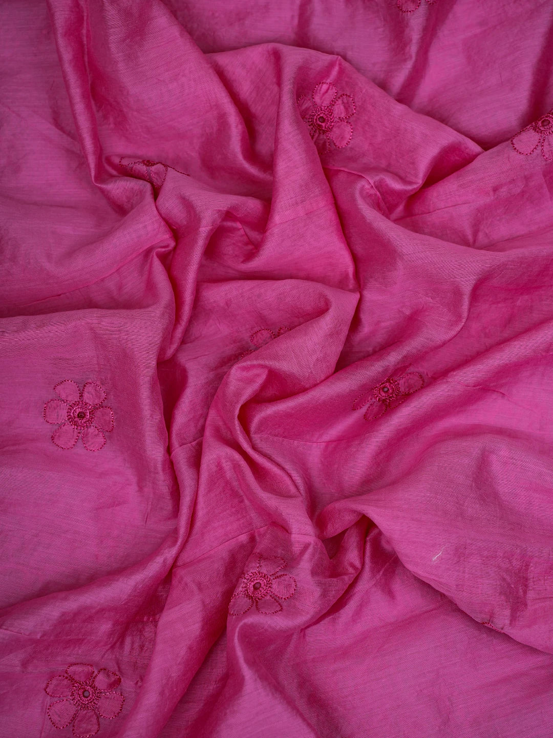 Ada Hand Embroidered Onion Pink Chanderi Lucknowi Chikankari Unstitched Kurta Dupatta Set 01A535741
