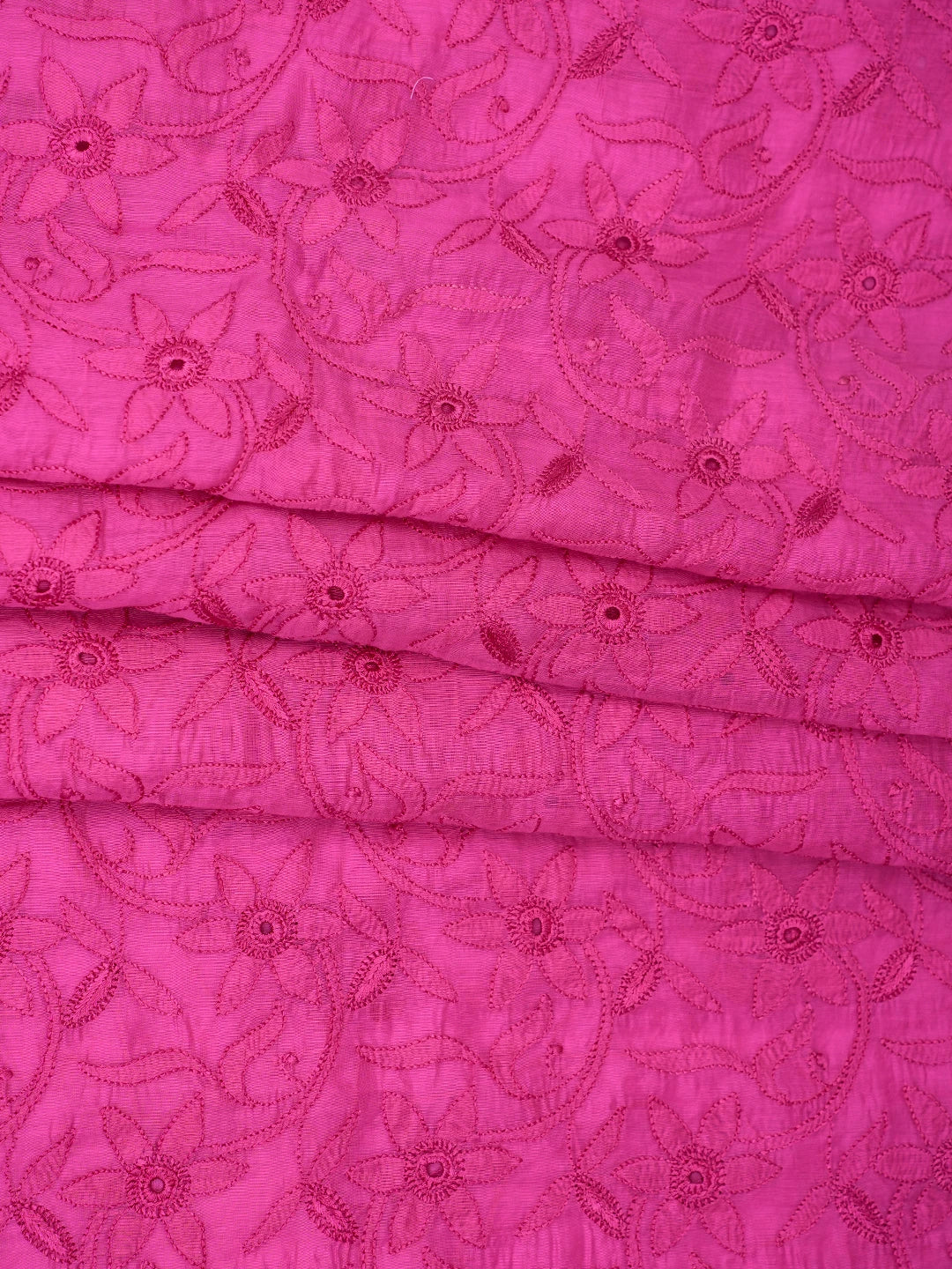 Ada Hand Embroidered Onion Pink Chanderi Lucknowi Chikankari Unstitched Kurta Dupatta Set 01A535741