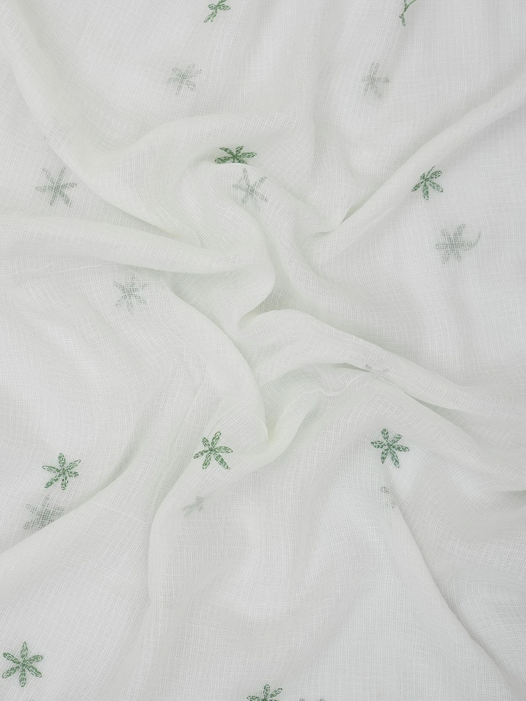 Ada Hand Embroidered White Kota Lucknowi Chikankari Unstitched Kurta Dupatta Set 01A643996