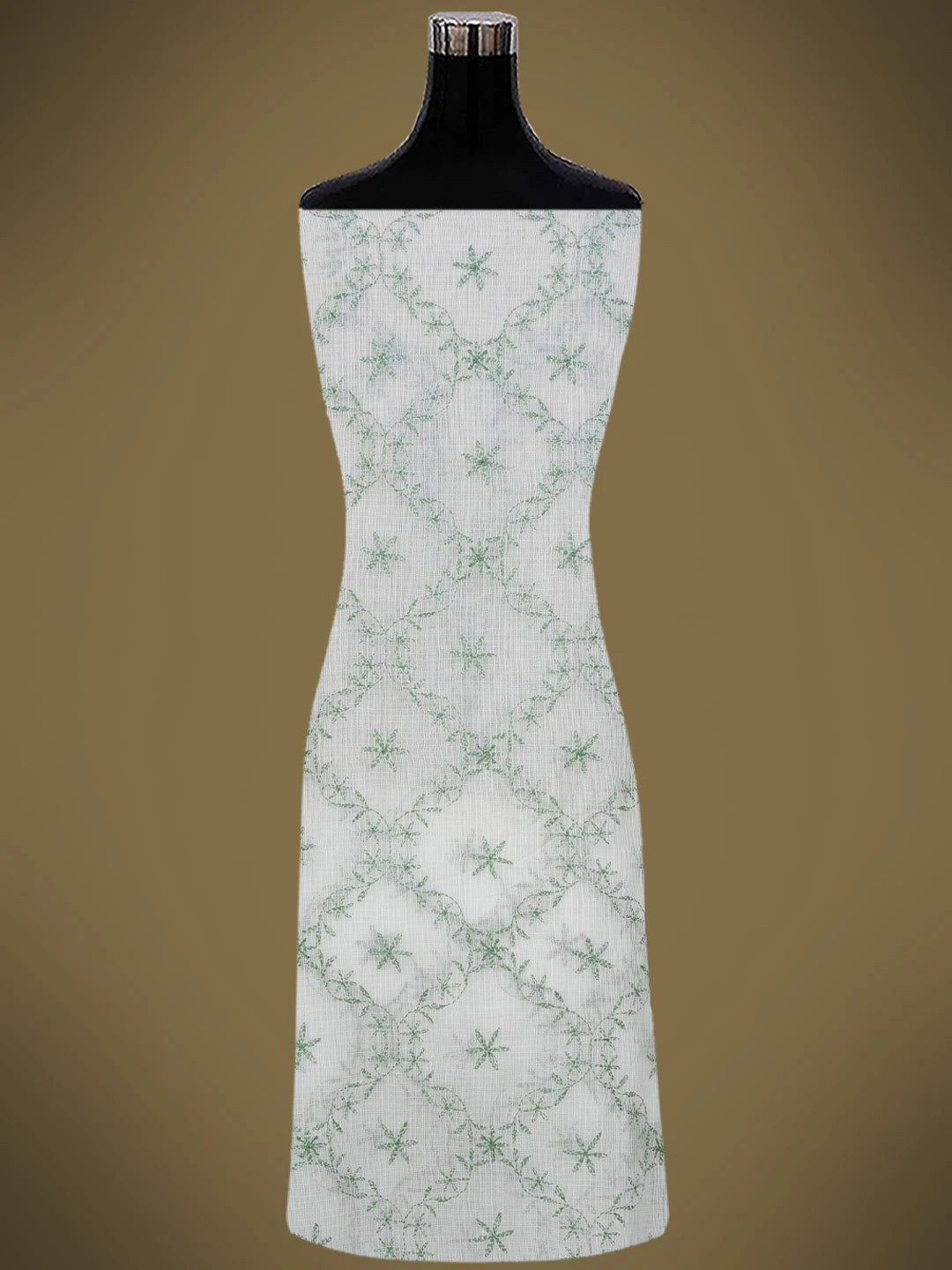 Ada Hand Embroidered White Kota Lucknowi Chikankari Unstitched Kurta Dupatta Set 01A643996