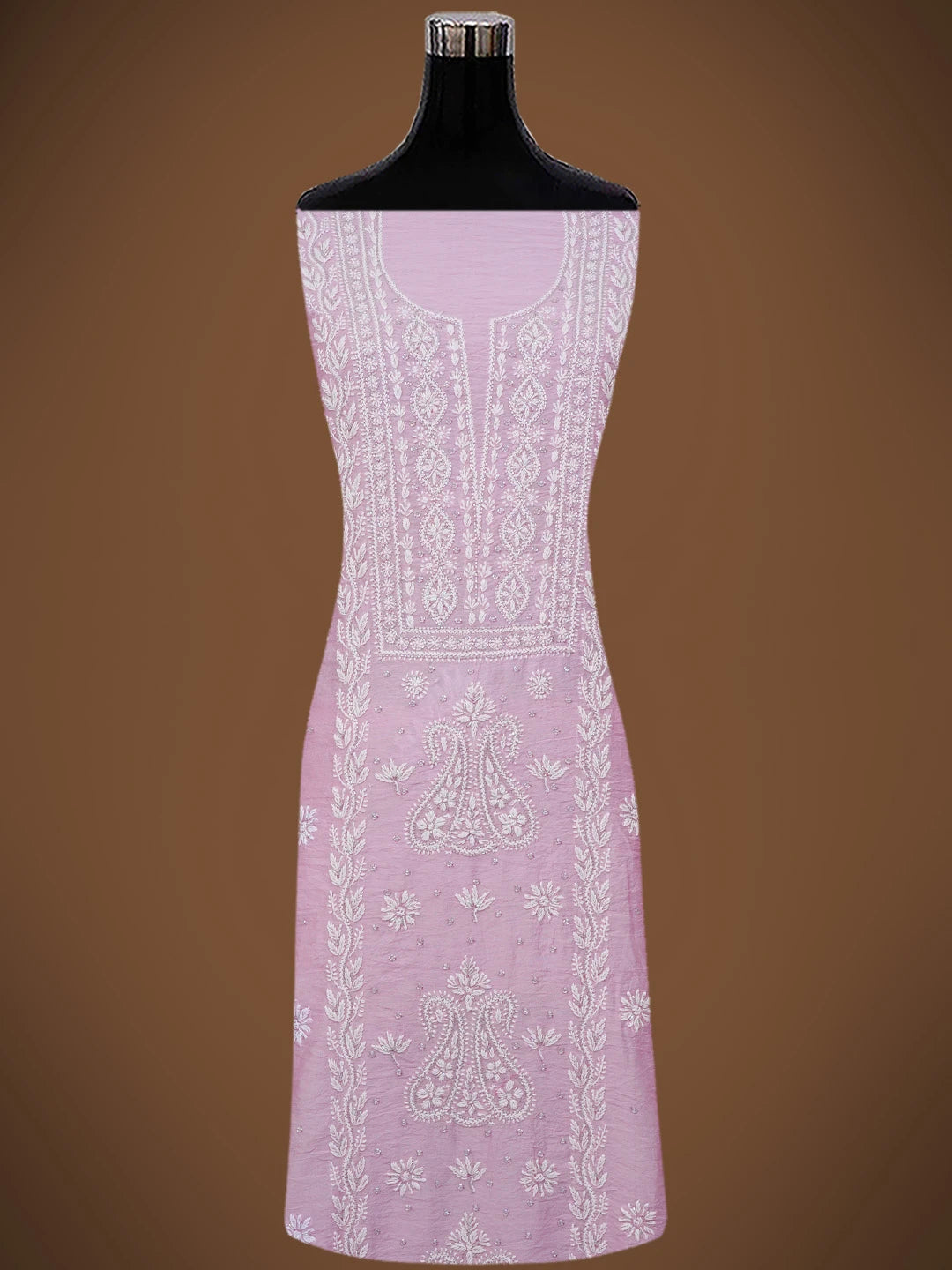 Ada Hand Embroidered Mauve Chanderi Lucknowi Chikankari Unstitched Suit Piece With Cutdana Work 01A736463