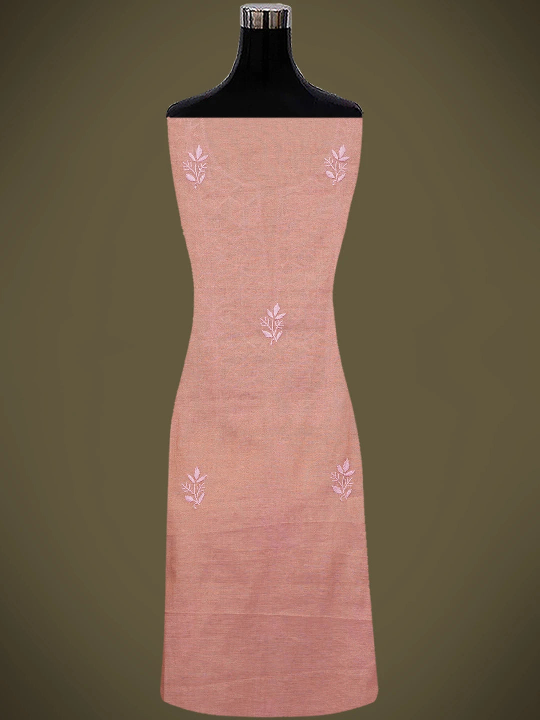 Ada Hand Embroidered Fawn Tissue Lucknowi Chikankari Unstitched Kurta Dupatta Set 01A710055