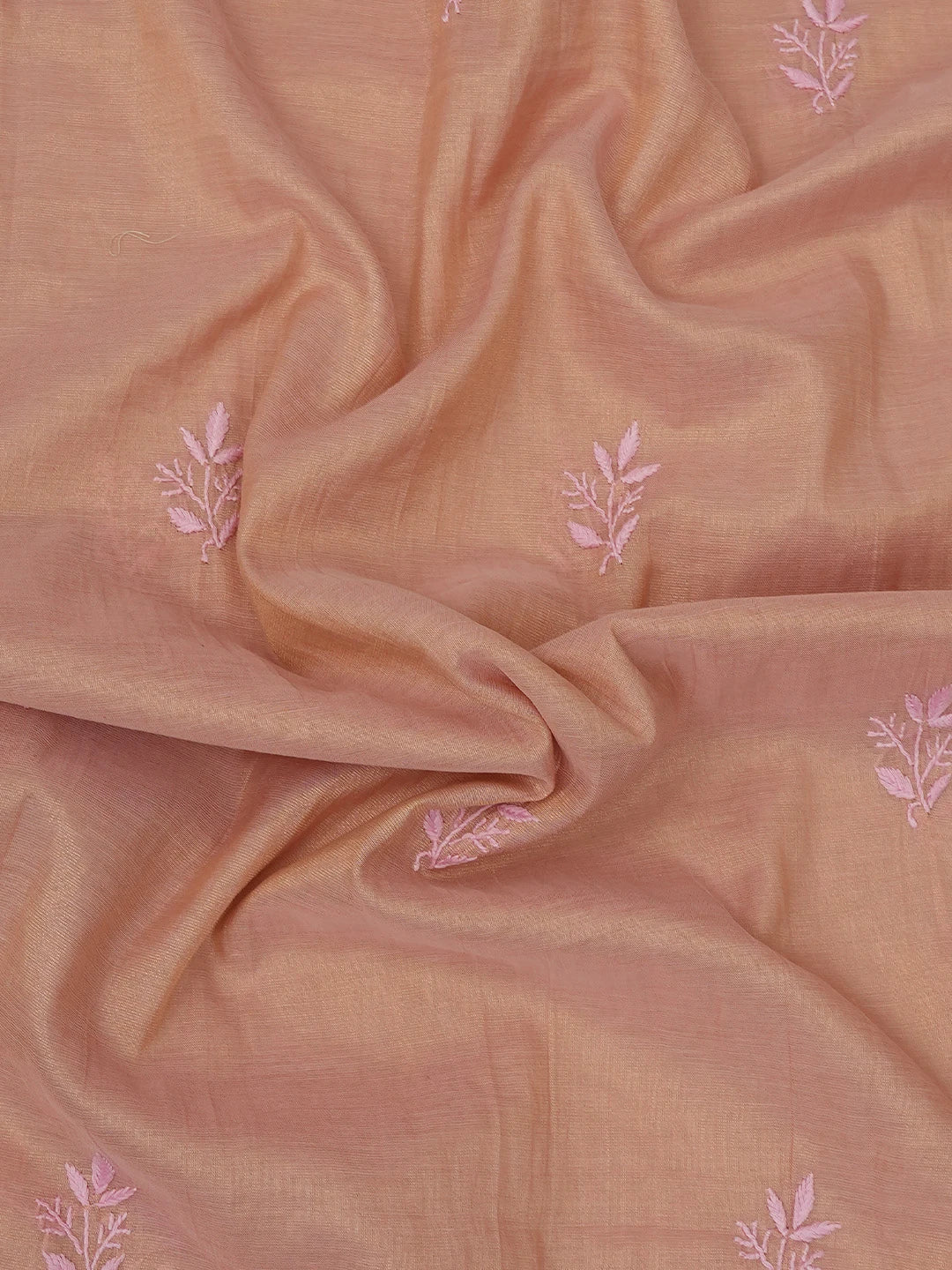 Ada Hand Embroidered Fawn Tissue Lucknowi Chikankari Unstitched Kurta Dupatta Set 01A710055