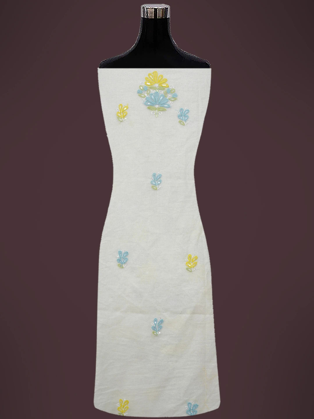 Ada Hand Embroidered White Organza Lucknowi Chikankari Unstitched Kurta Dupatta Set With Pearl Work 01A704853