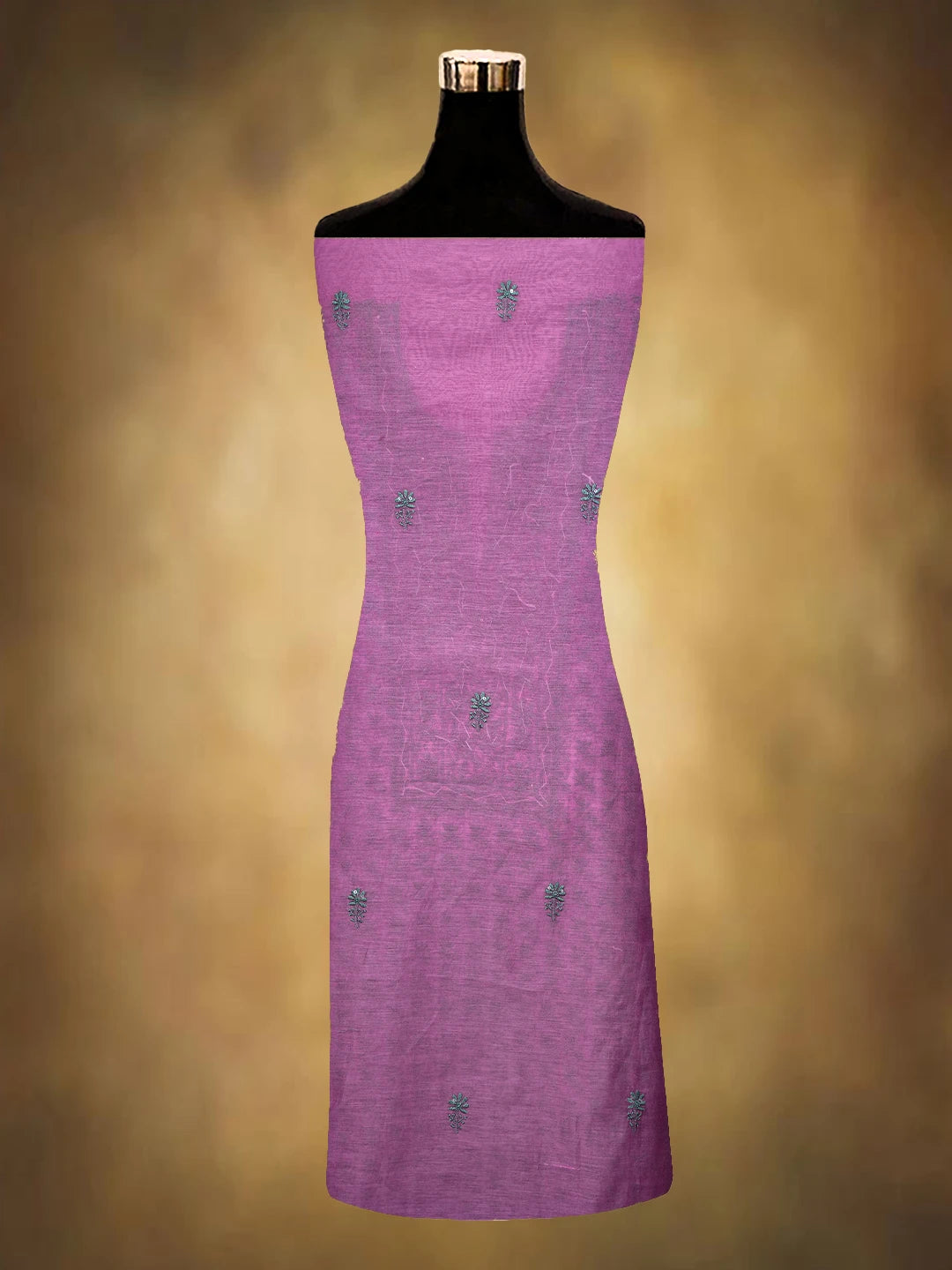 Ada Hand Embroidered Hot Pink Chanderi Lucknowi Chikankari Unstitched Kurta Dupatta Set With Cutdana Work 01A248170