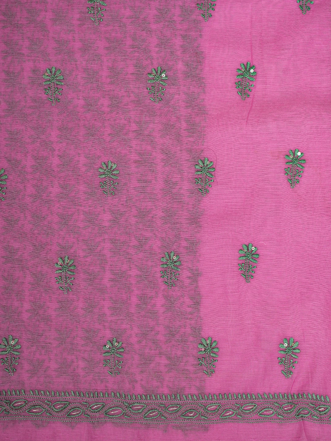 Ada Hand Embroidered Hot Pink Chanderi Lucknowi Chikankari Unstitched Kurta Dupatta Set With Cutdana Work 01A248170
