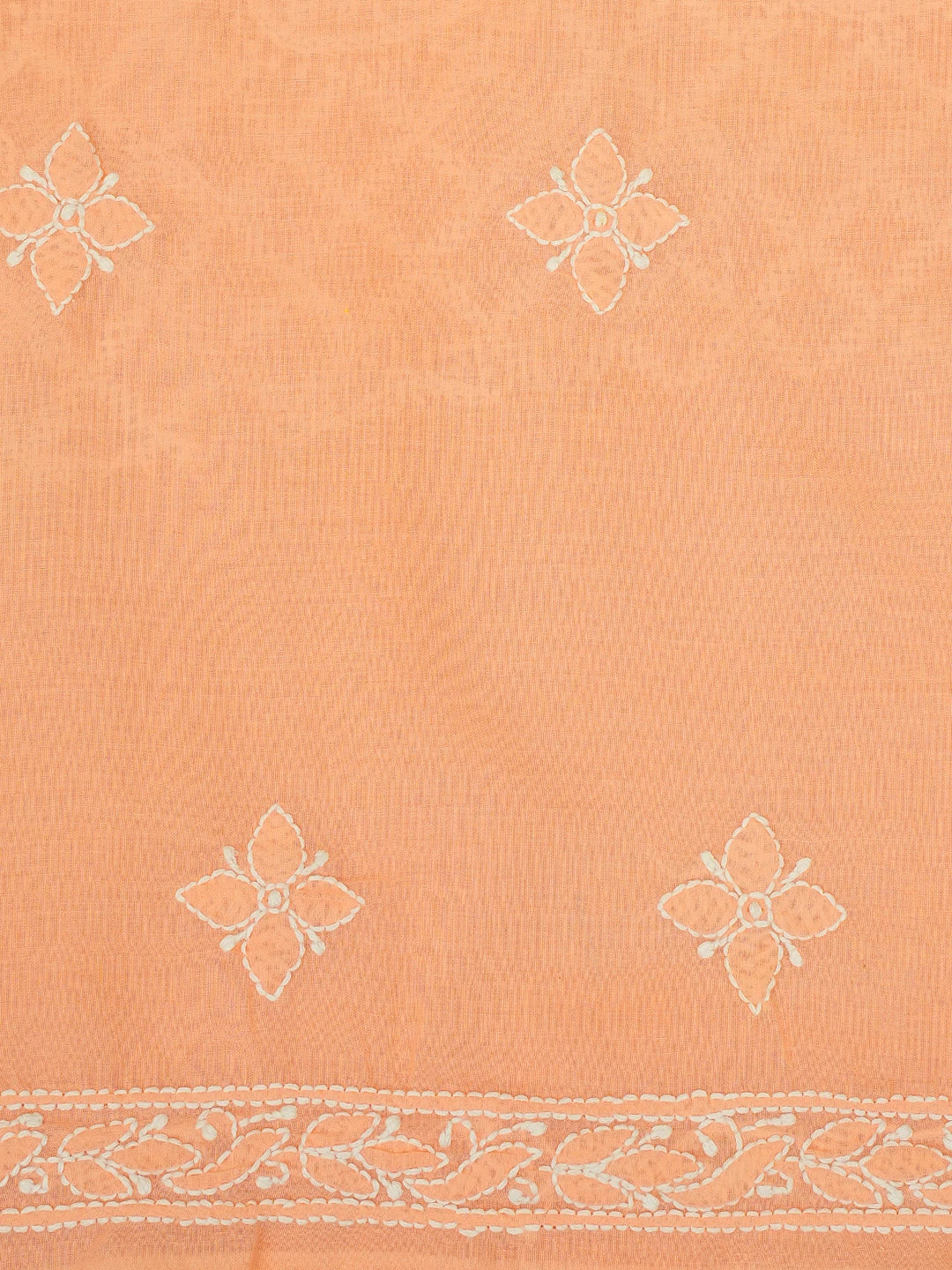 Ada Hand Embroidered Peach Cotton Lucknowi Chikankari Unstitched Kurta Dupatta Set With Parsi Work 01A659736