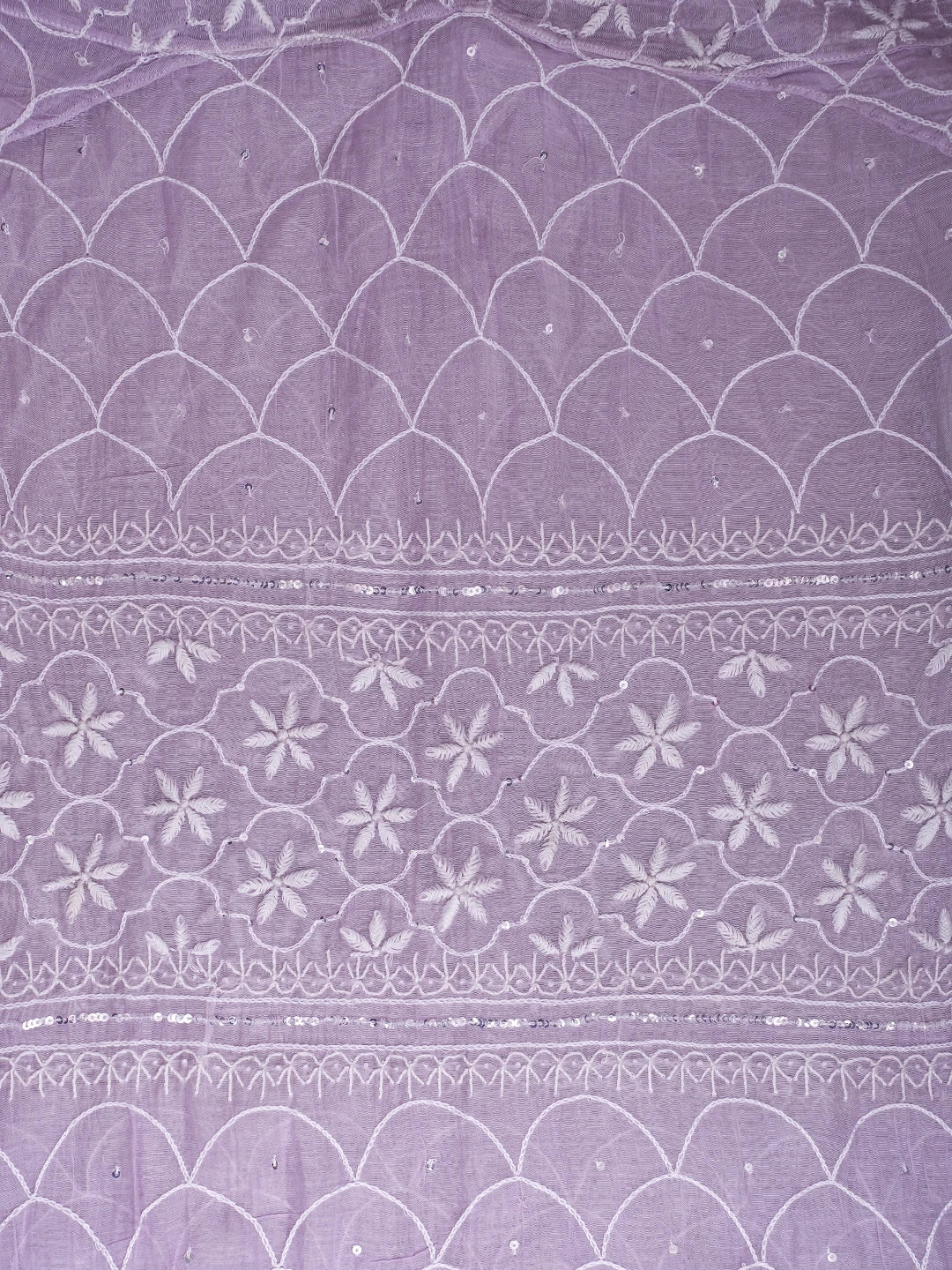Ada Hand Embroidered Mauve Chanderi Lucknowi Chikankari Semi-Stitched Kurta Dupatta Set With Cutdana Work 01A744424