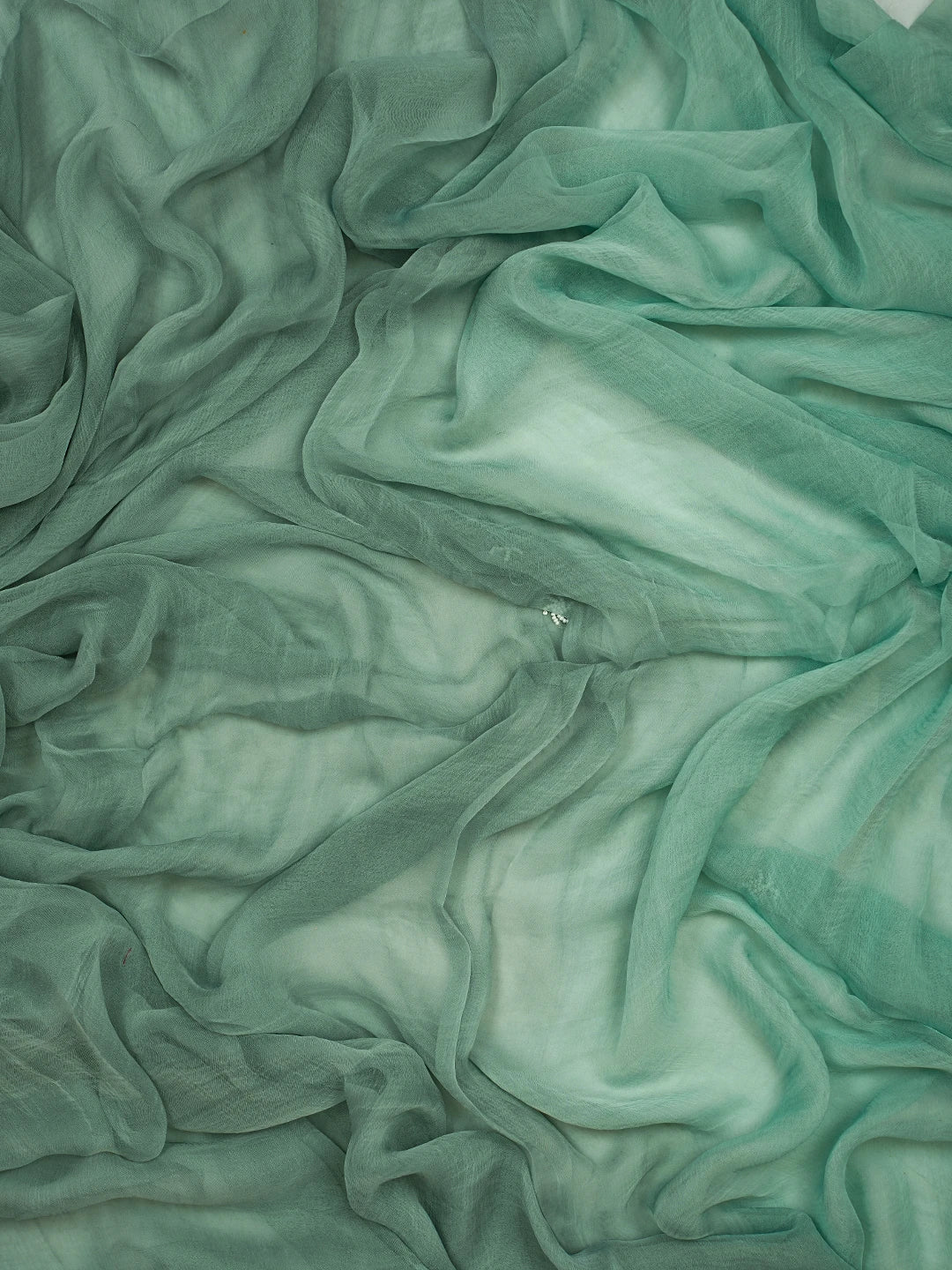 Ada Hand Embroidered Sea Green Chanderi Lucknowi Chikankari Unstitched Suit Piece With Cutdana Work 01A502490