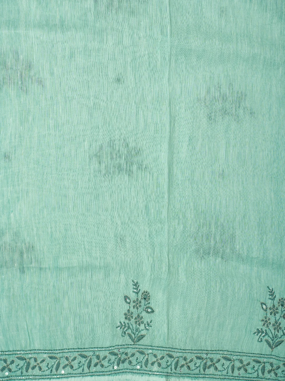 Ada Hand Embroidered Sea Green Chanderi Lucknowi Chikankari Unstitched Suit Piece With Cutdana Work 01A502490