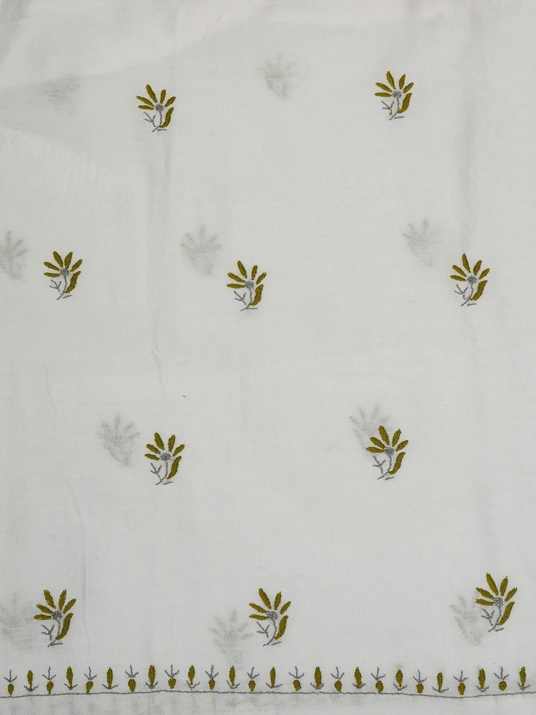Ada Hand Embroidered White Chanderi Lucknowi Chikankari Unstitched Kurta Dupatta Set 01A268400