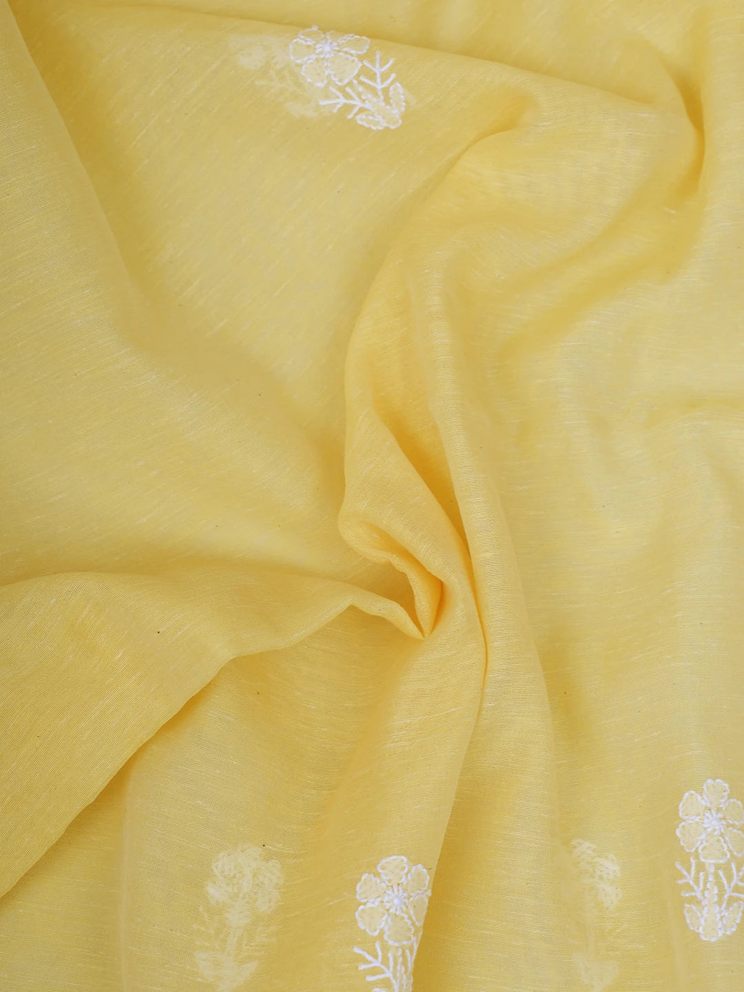 Ada Hand Embroidered Yellow Chanderi Lucknowi Chikankari Unstitched Kurta Dupatta Set 01A744596