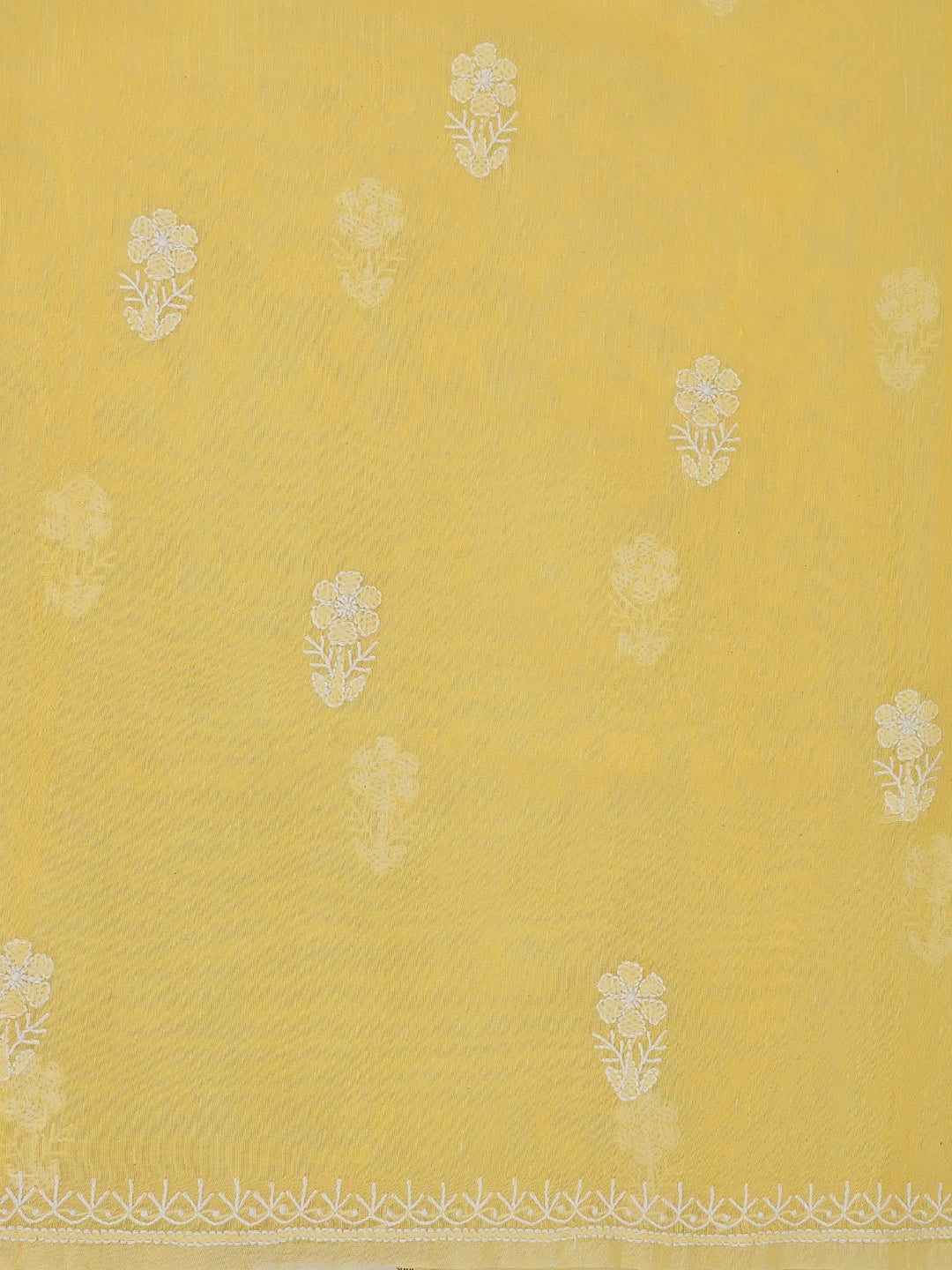 Ada Hand Embroidered Yellow Chanderi Lucknowi Chikankari Unstitched Kurta Dupatta Set 01A744596