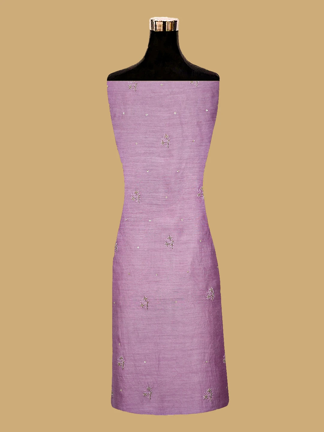Ada Hand Embroidered Pink Moonga Silk Lucknowi Chikankari Unstitched Kurta Dupatta Set With Cutdana Work 01A634875