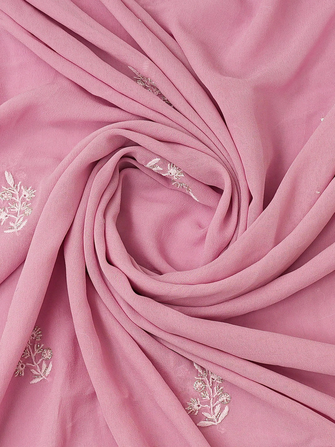 Ada Hand Embroidered Lavender Pink Pure Georgette Lucknowi Chikankari Unstitched Kurta Dupatta Set With Cutdana Work 01A639506