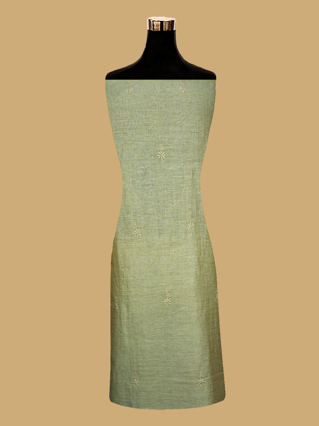 Ada Hand Embroidered Light Green Tissue Lucknowi Chikankari Unstitched Kurta Dupatta Set 01A661933