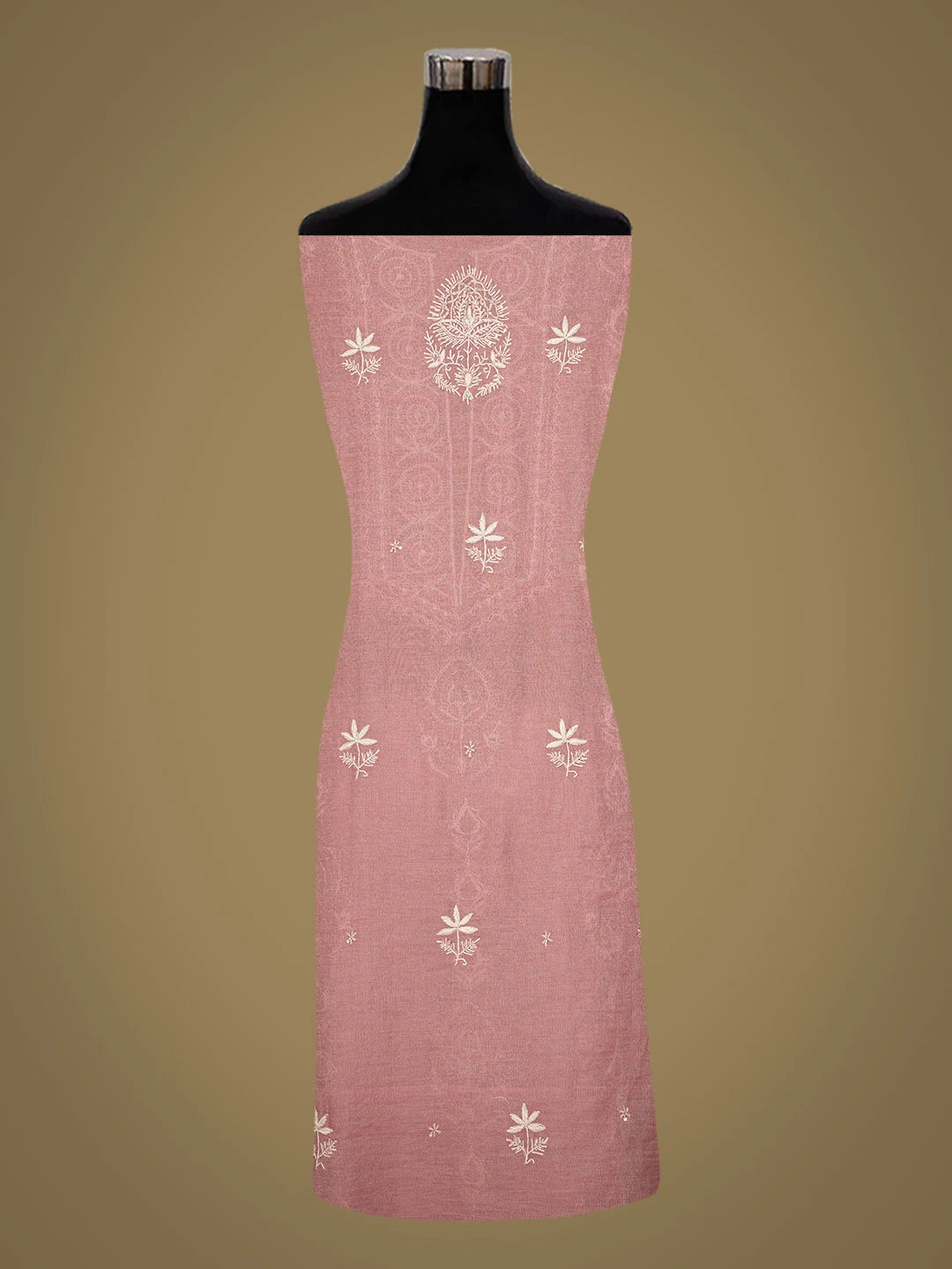 Ada Hand Embroidered Puce PInk Tissue Lucknowi Chikankari Unstitched Kurta Dupatta Set With Cutdana Work 01A718670