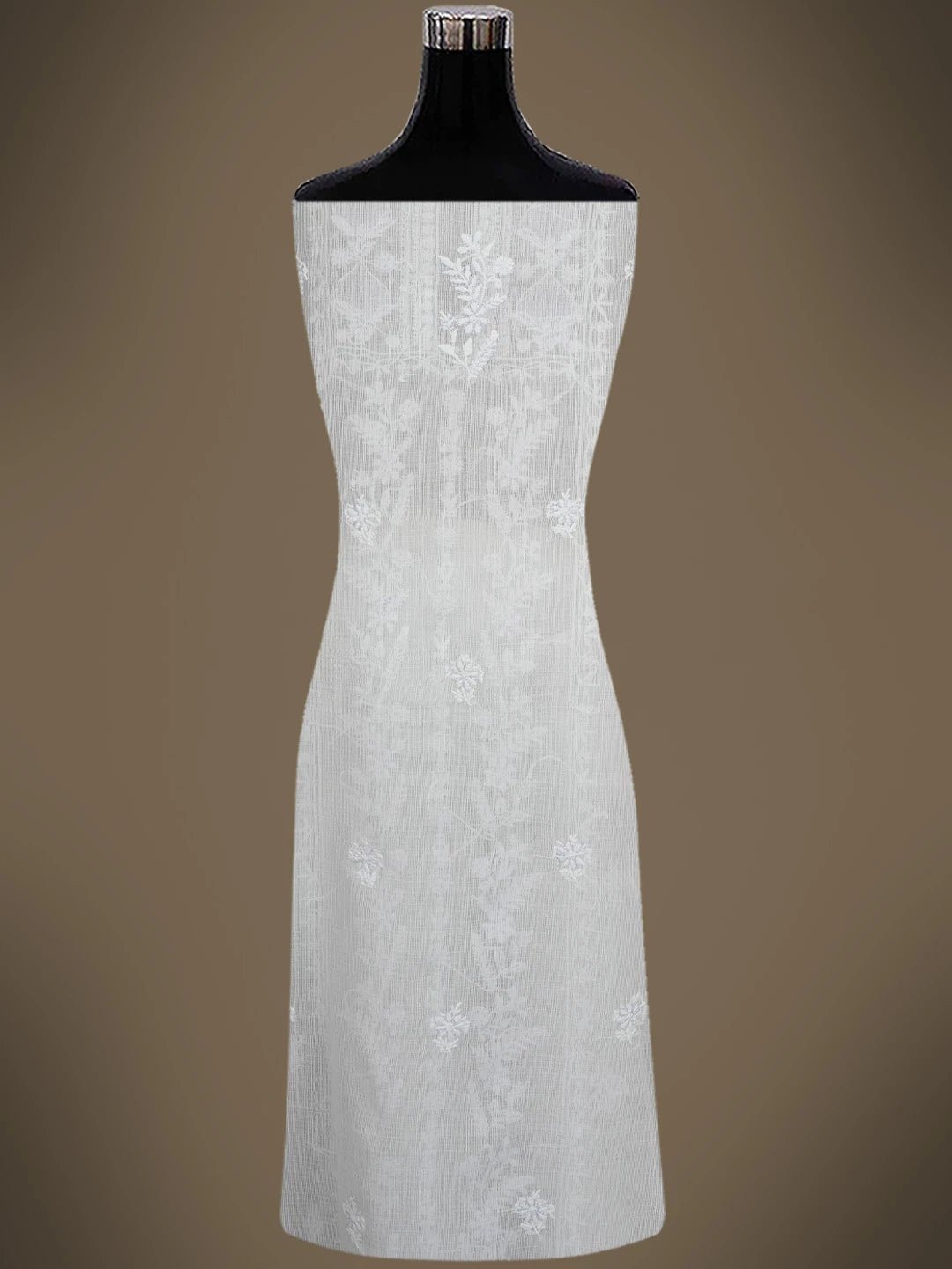 Ada Hand Embroidered White Kota Lucknowi Chikankari Unstitched Kurta Dupatta Set With Cutdana Work 01A749511