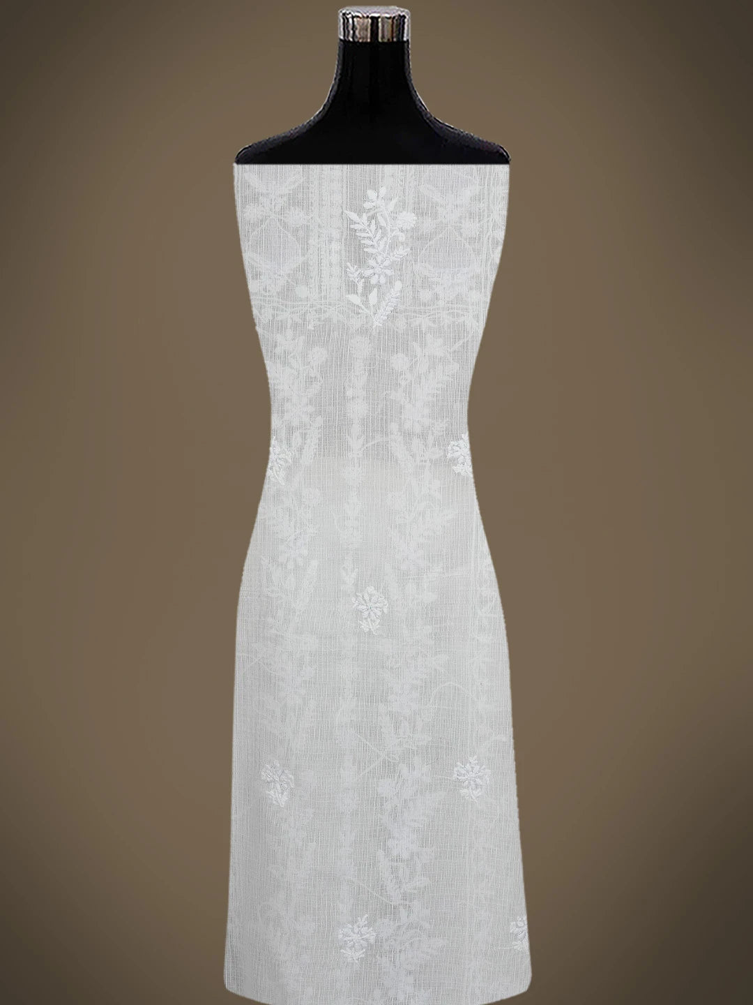 Ada Hand Embroidered White Kota Lucknowi Chikankari Unstitched Kurta Dupatta Set With Cutdana Work 01A749518