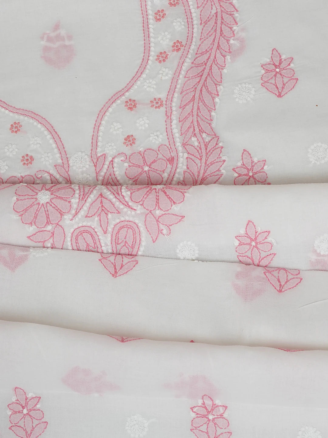 Ada Hand Embroidered White Cotton Lucknowi Chikankari Unstitched Suit Piece 01A746255