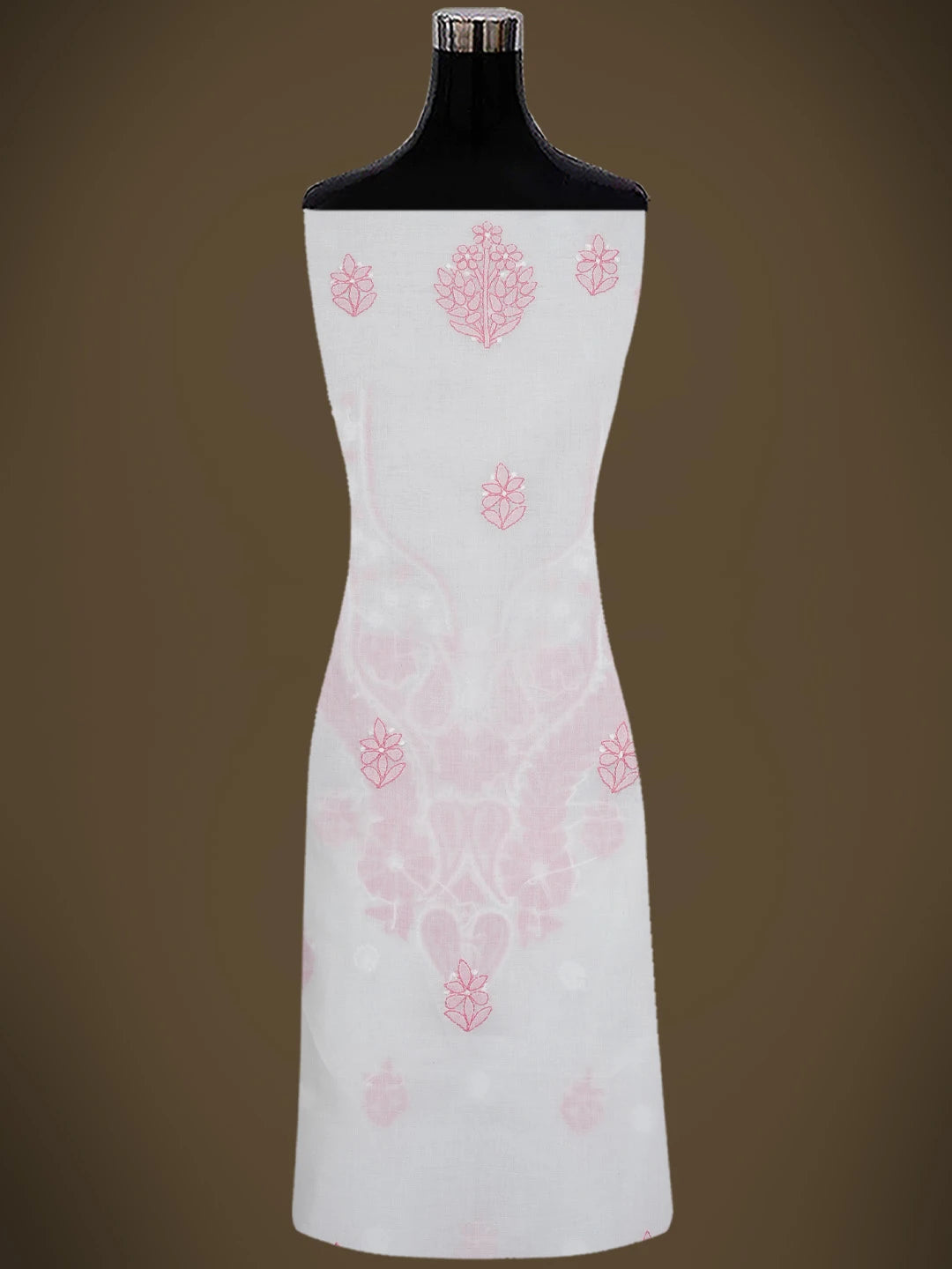 Ada Hand Embroidered White Cotton Lucknowi Chikankari Unstitched Suit Piece 01A746255
