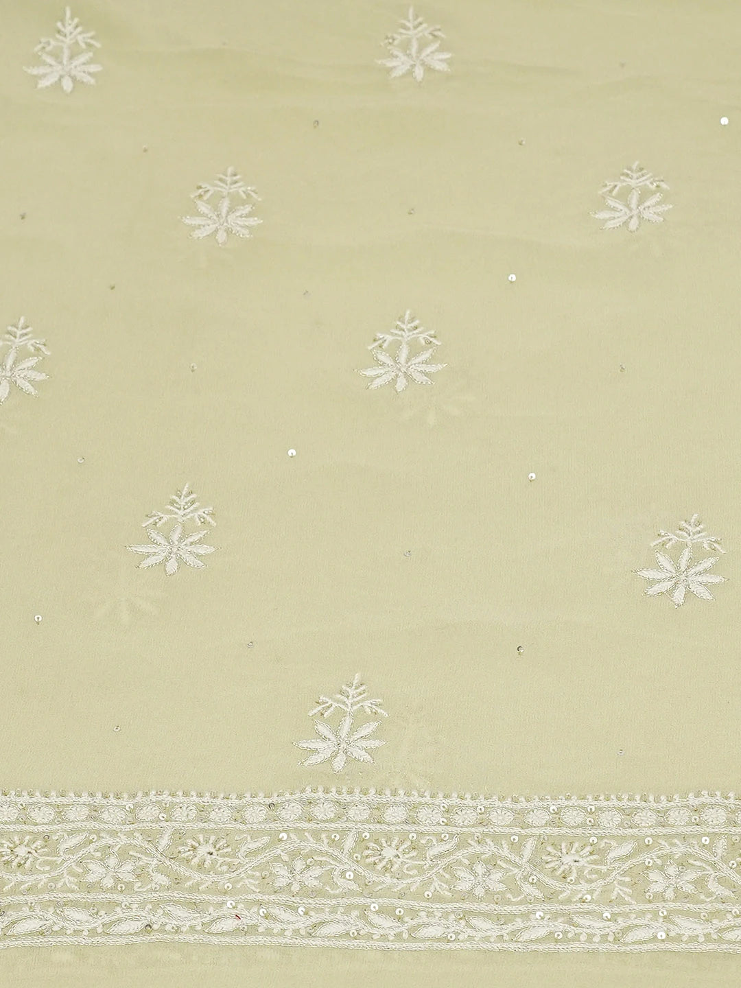 Ada Hand Embroidered Pista Green Pure Georgette Lucknowi Chikankari Unstitched Kurta Dupatta Set With Zari Work 01A618450