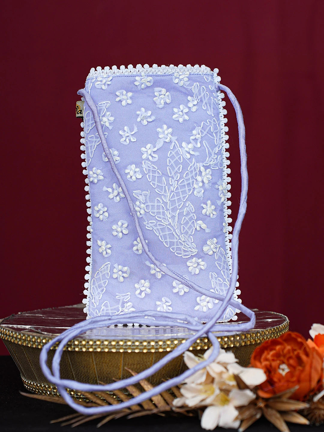 Ada Hand Embroidered Mauve Georgette Lucknowi Chikankari Mobile Cover 01A748842