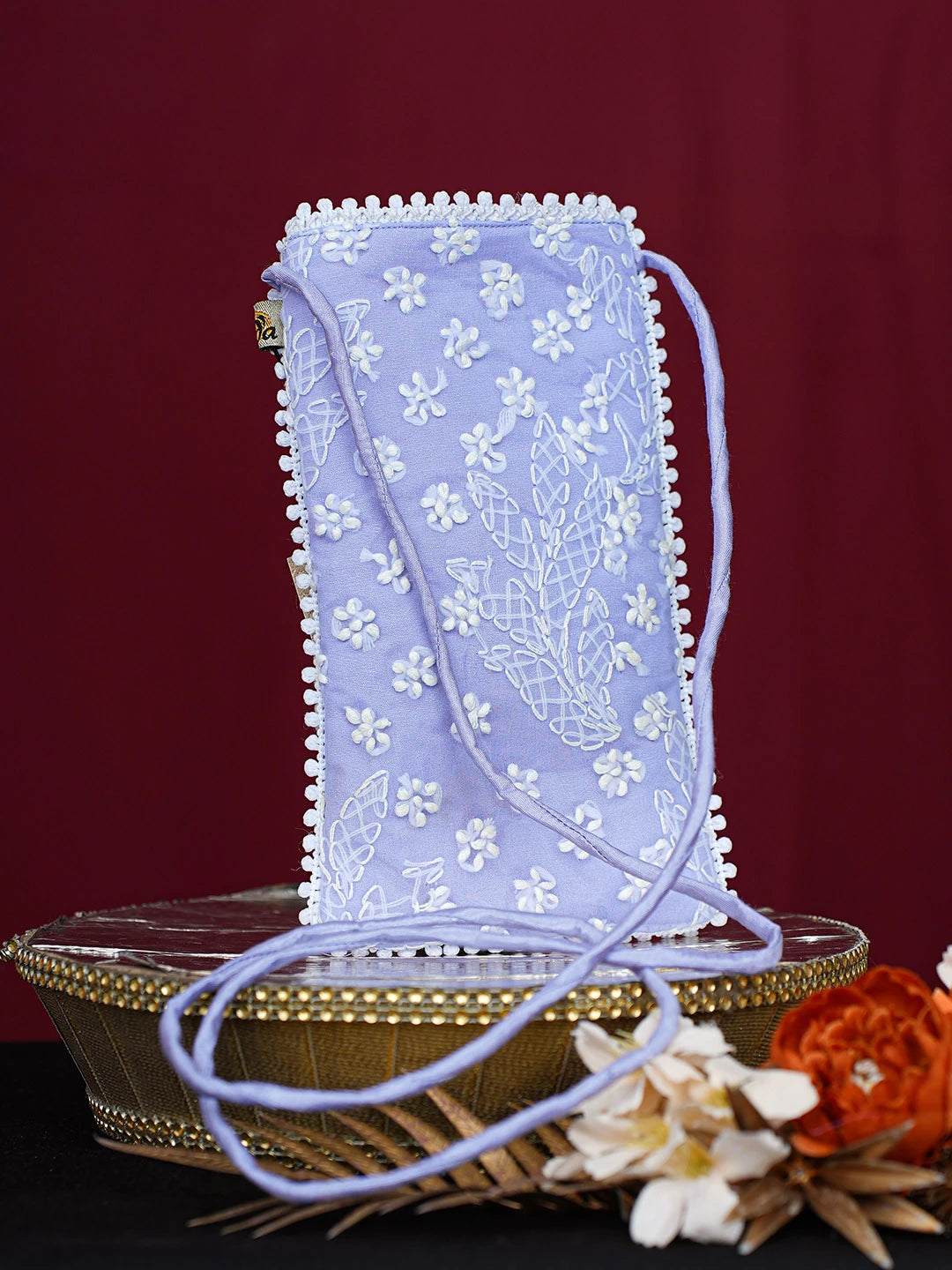 Ada Hand Embroidered Mauve Georgette Lucknowi Chikankari Mobile Cover 01A748842