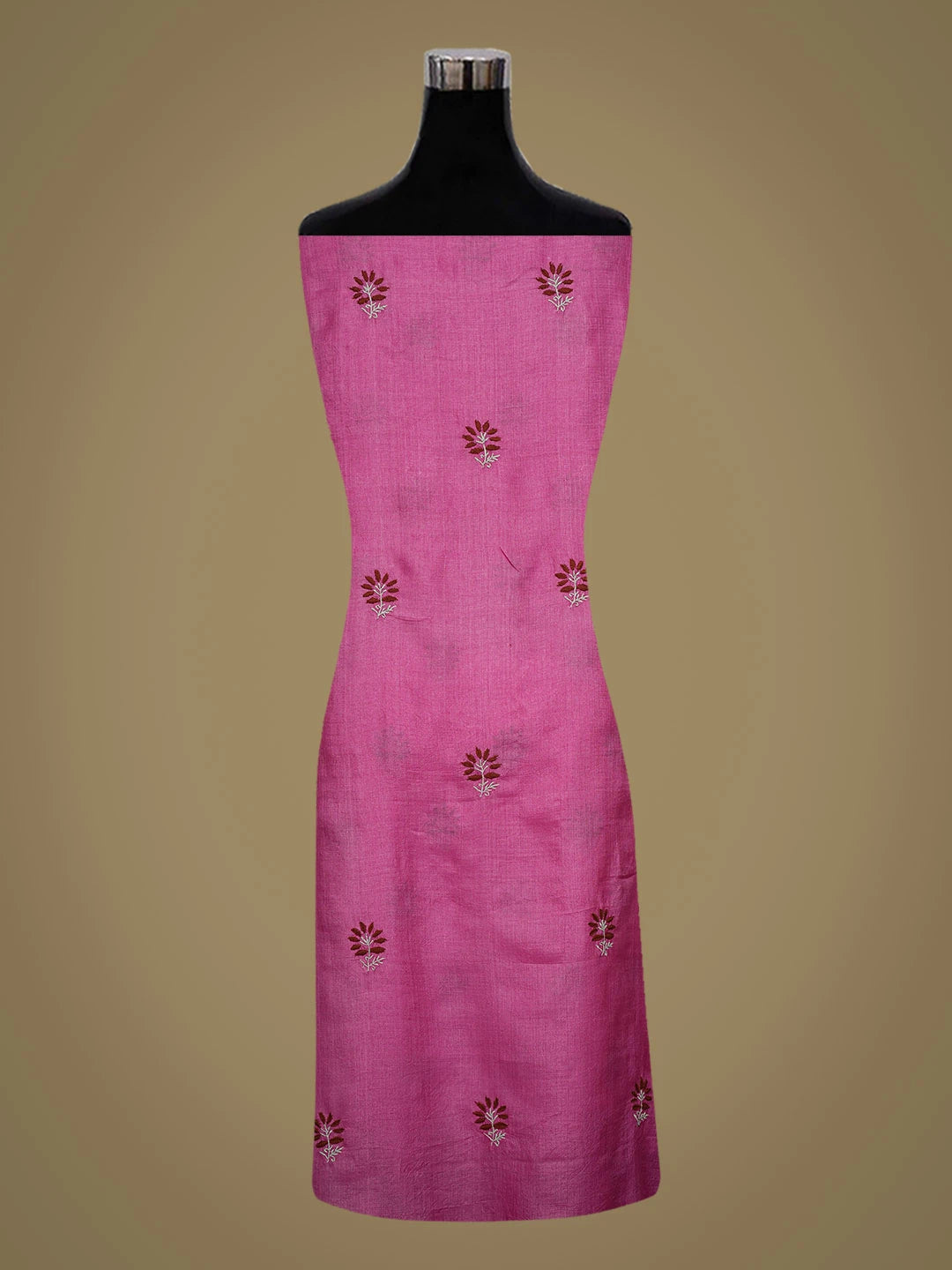 Ada Hand Embroidered Magenta Silk Lucknowi Chikankari Unstitched Kurta Dupatta Set 01A727350