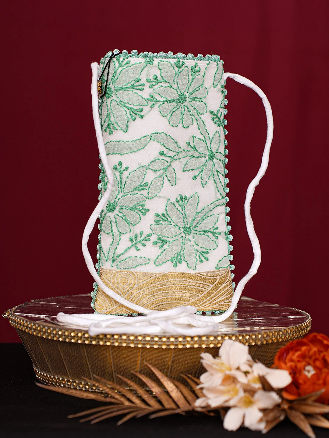 Ada Hand Embroidered White Georgette Lucknowi Chikankari Mobile Cover 01A730855