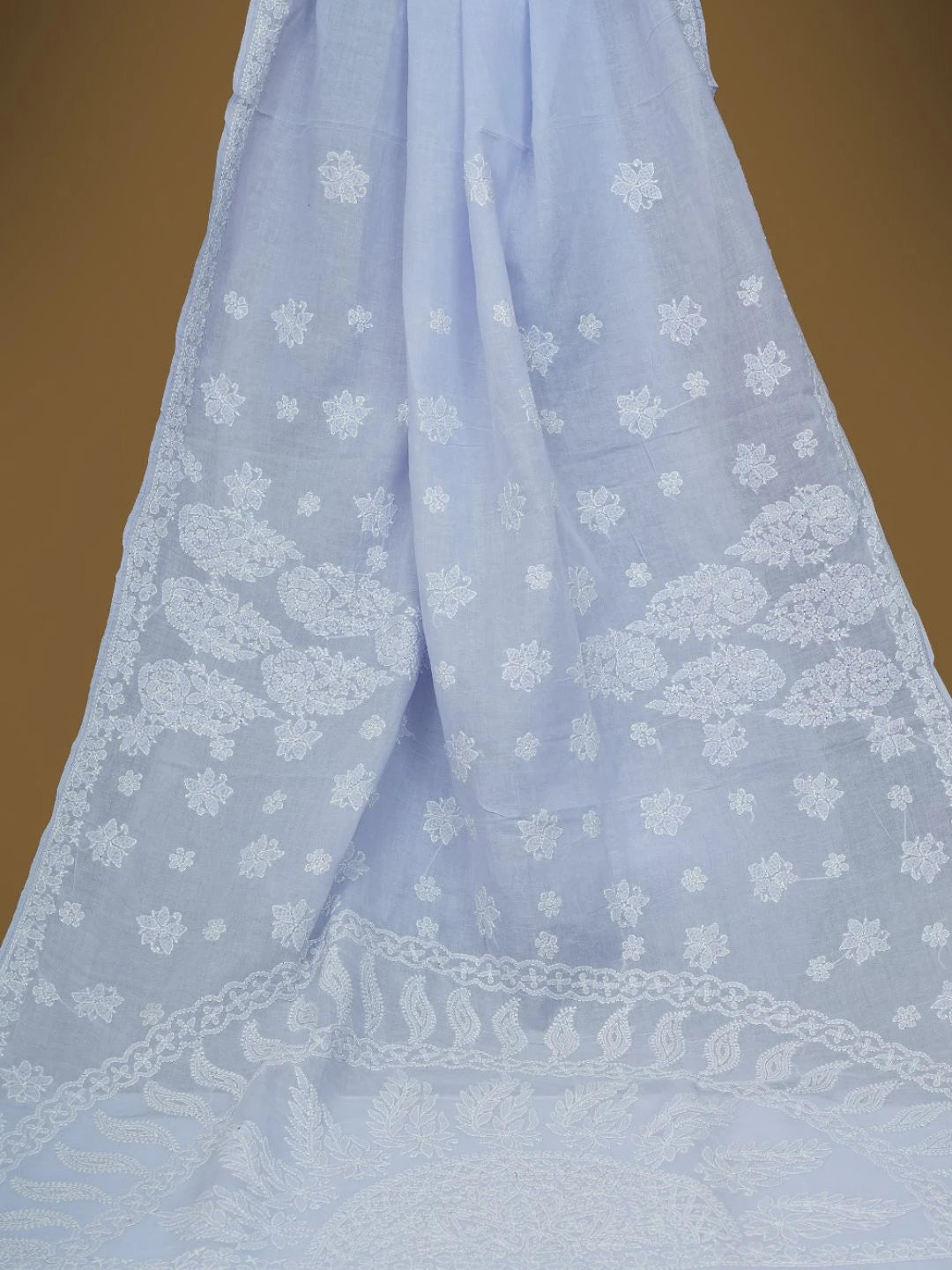 Ada Hand Embroidered Mauve Cotton Lucknowi Chikankari Saree and Blouse 01A717584
