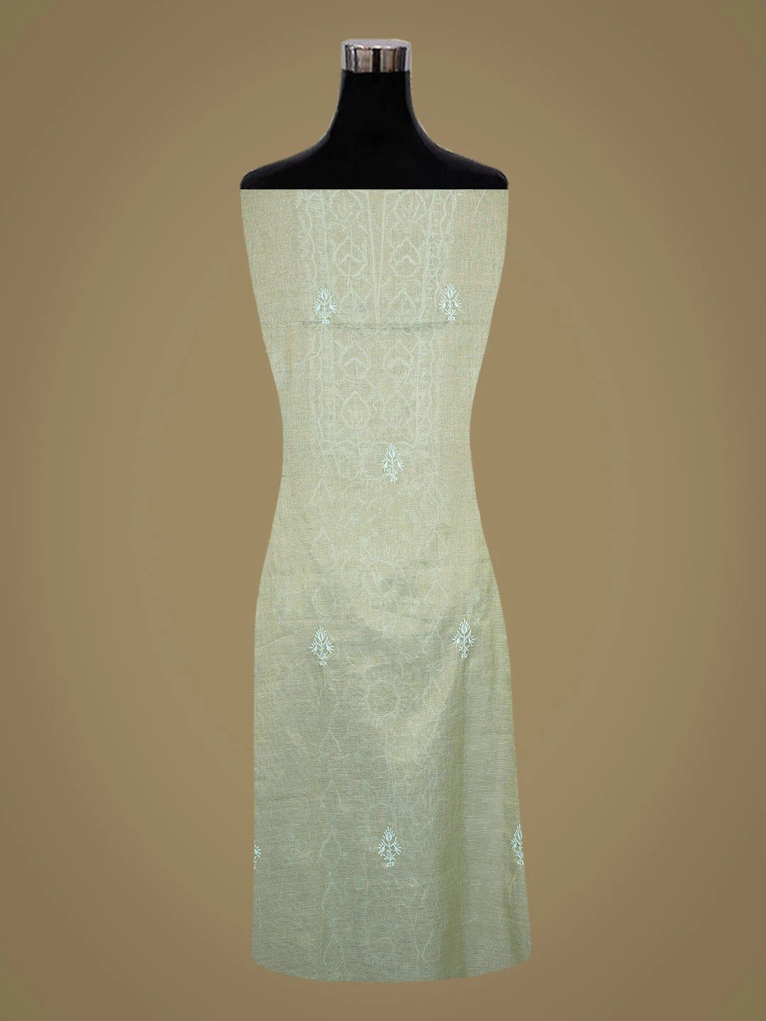 Ada Hand Embroidered Honeydew Green Tissue Lucknowi Chikankari Unstitched Kurta Dupatta Set 01A731109