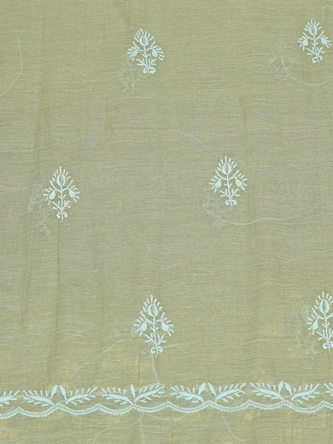 Ada Hand Embroidered Honeydew Green Tissue Lucknowi Chikankari Unstitched Kurta Dupatta Set 01A731109