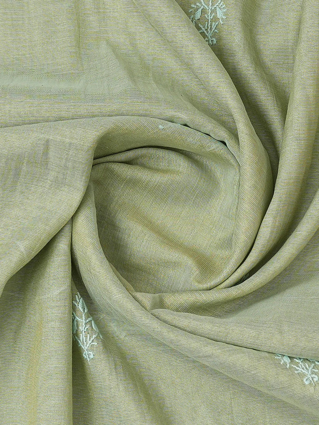 Ada Hand Embroidered Honeydew Green Tissue Lucknowi Chikankari Unstitched Kurta Dupatta Set 01A731109