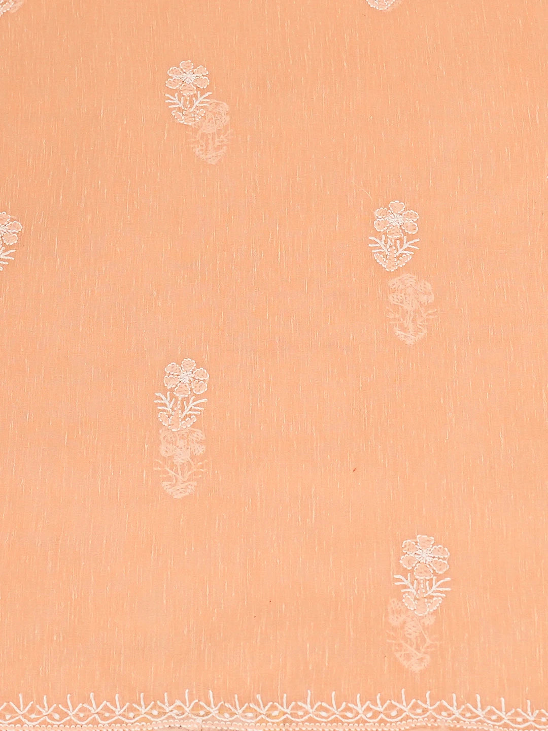 Ada Hand Embroidered Peach Chanderi Lucknowi Chikankari Unstitched Kurta Dupatta Set 01A744622
