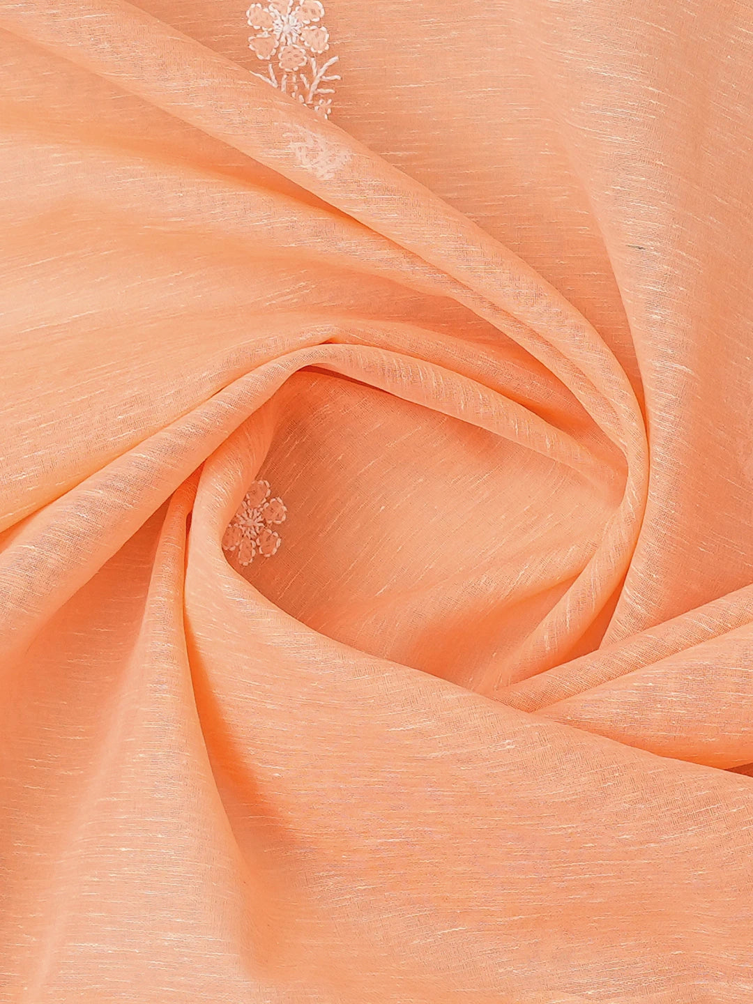 Ada Hand Embroidered Peach Chanderi Lucknowi Chikankari Unstitched Kurta Dupatta Set 01A744622