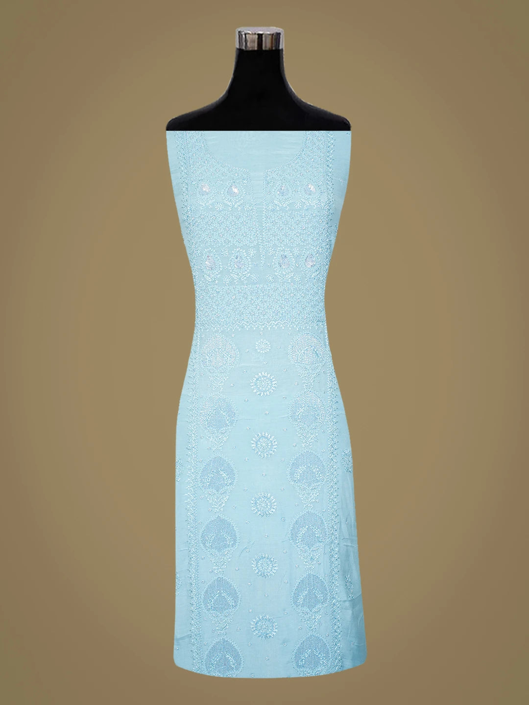 Ada Hand Embroidered Baby Blue Muslin Lucknowi Chikankari Unstitched Suit Piece With Cutdana Work 01A746439