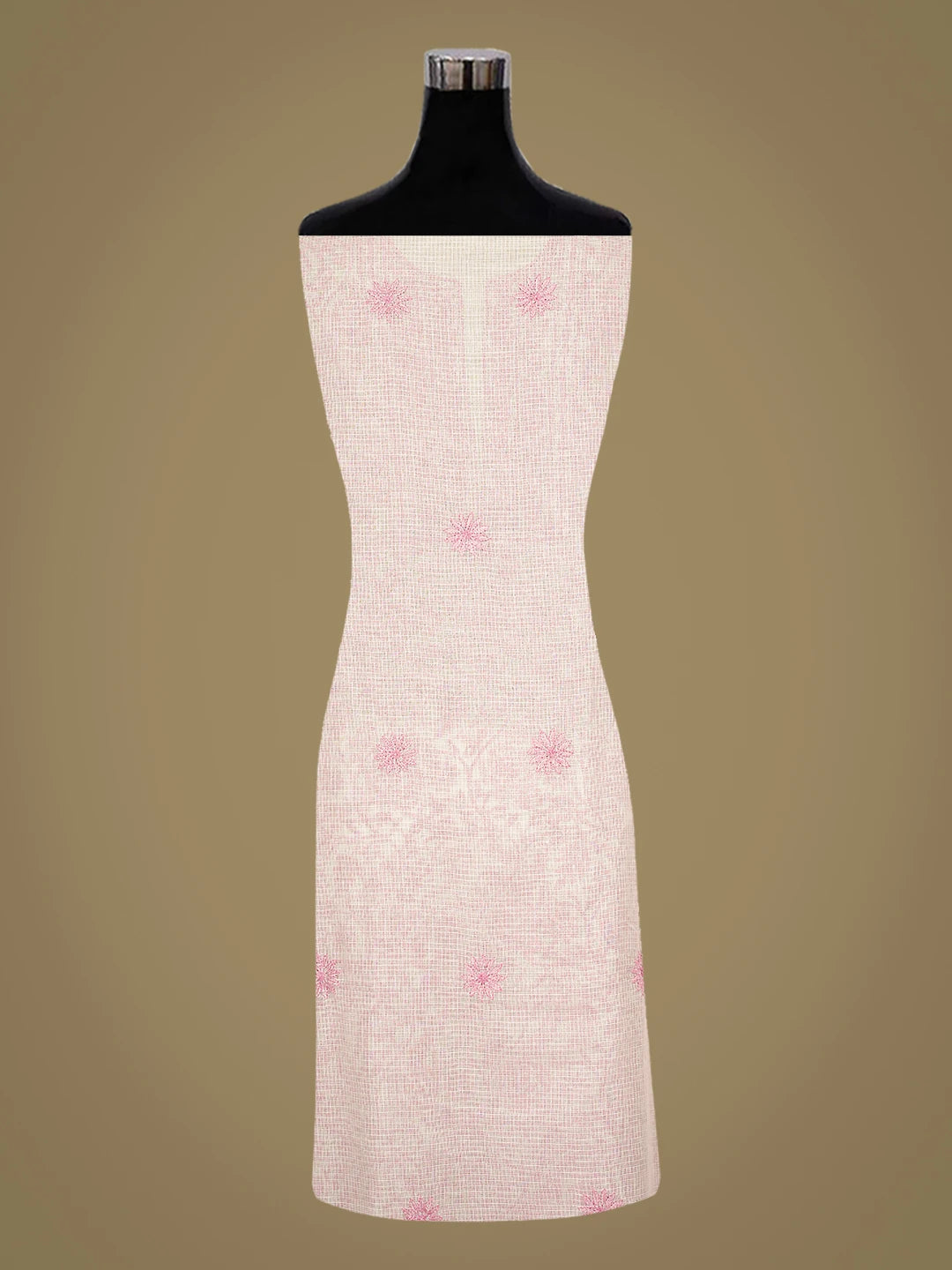 Ada Hand Embroidered White Kota Lucknowi Chikankari Unstitched Kurta Dupatta Set With Cutdana Work 01A558139