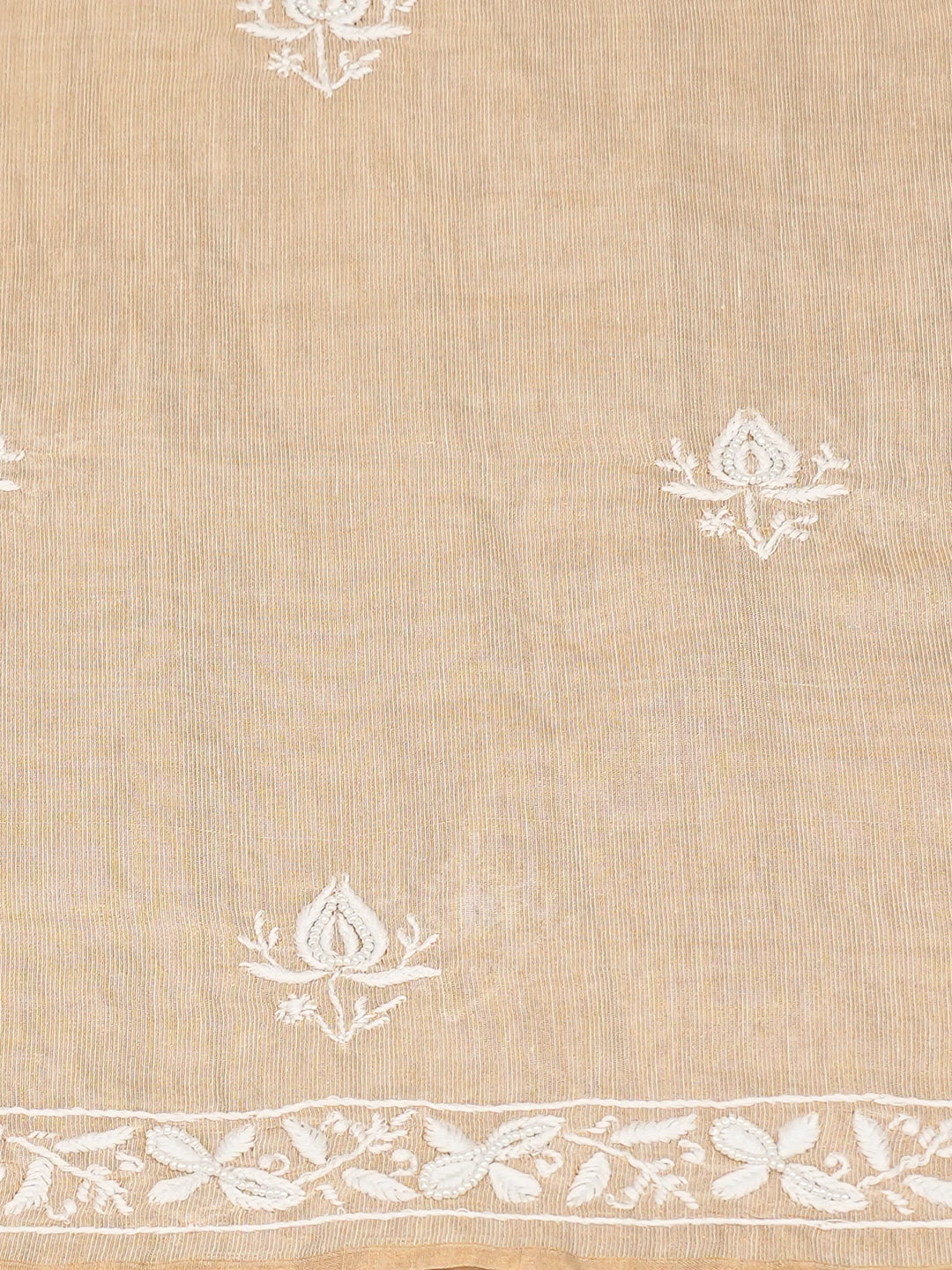 Ada Hand Embroidered Fawn Tissue Lucknowi Chikankari Unstitched Kurta Dupatta Set With Cutdana Work 01A736988