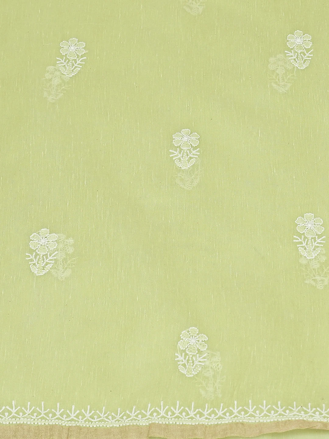 Ada Hand Embroidered Light Pastel Green Chanderi Lucknowi Chikankari Unstitched Kurta Dupatta Set 01A744591